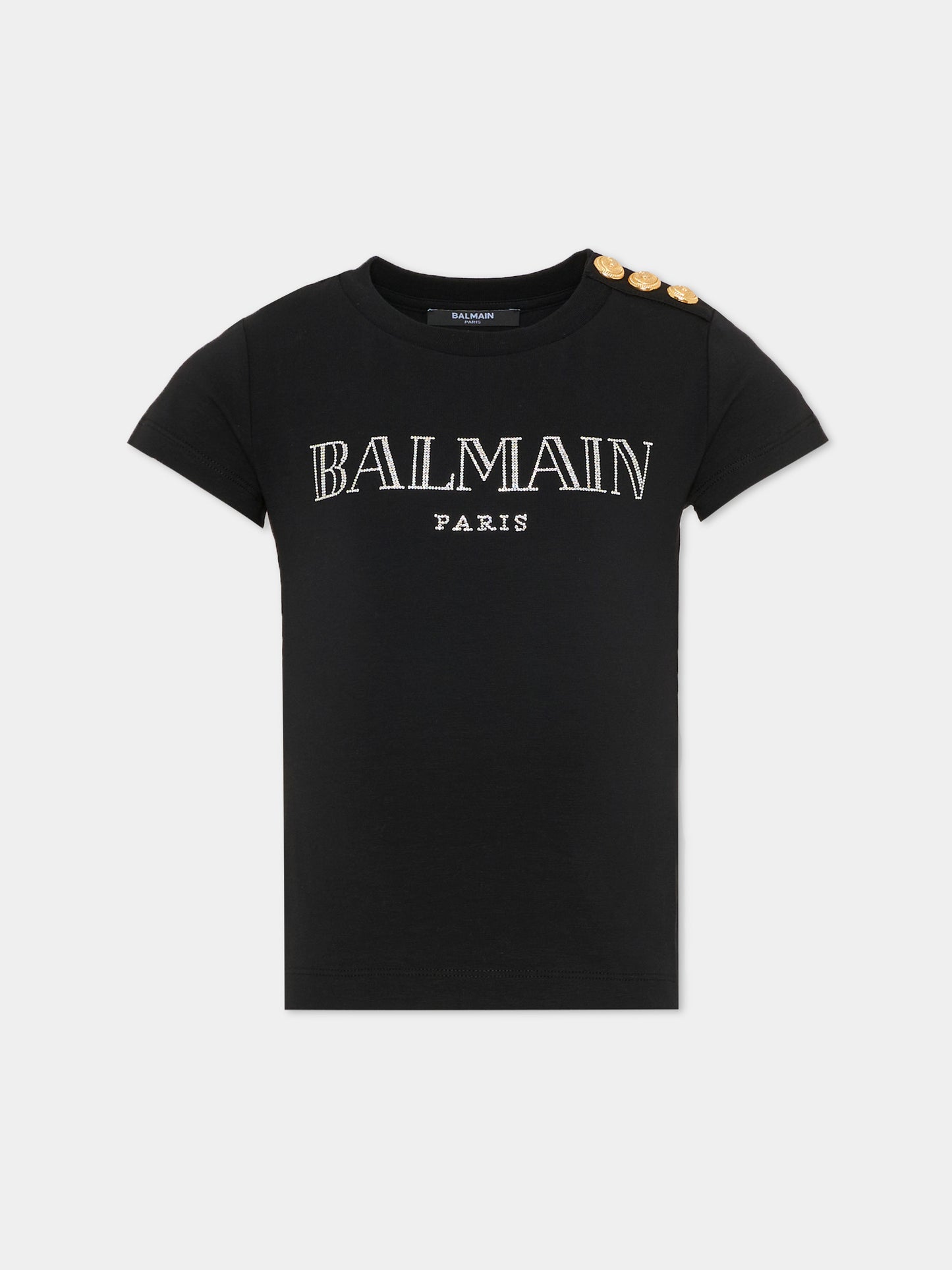T-Shirt nera per bambini con logo,Balmain Kids,BY8A51-Z3277 930