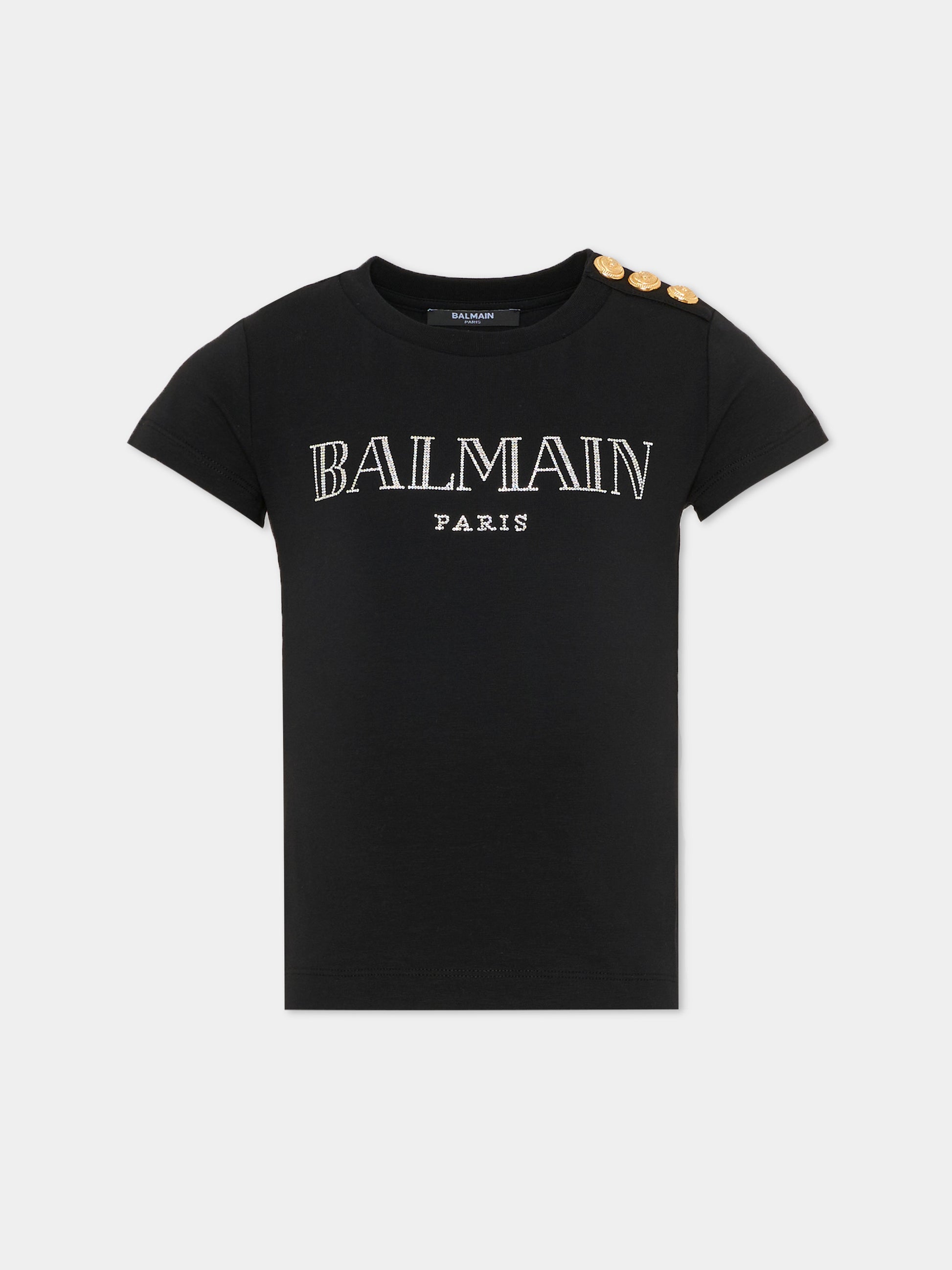T-Shirt nera per bambini con logo,Balmain Kids,BY8A51-Z3277 930