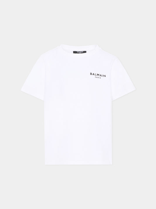 T-Shirt bianca per bambini con logo,Balmain Kids,BY8R31 Z3672 100NE