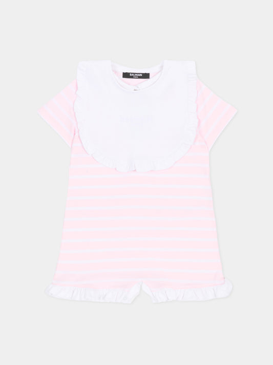 Set pagliaccetti rosa per neonata con logo ricamato,Balmain Kids,BYB000-Z3657 51EBC