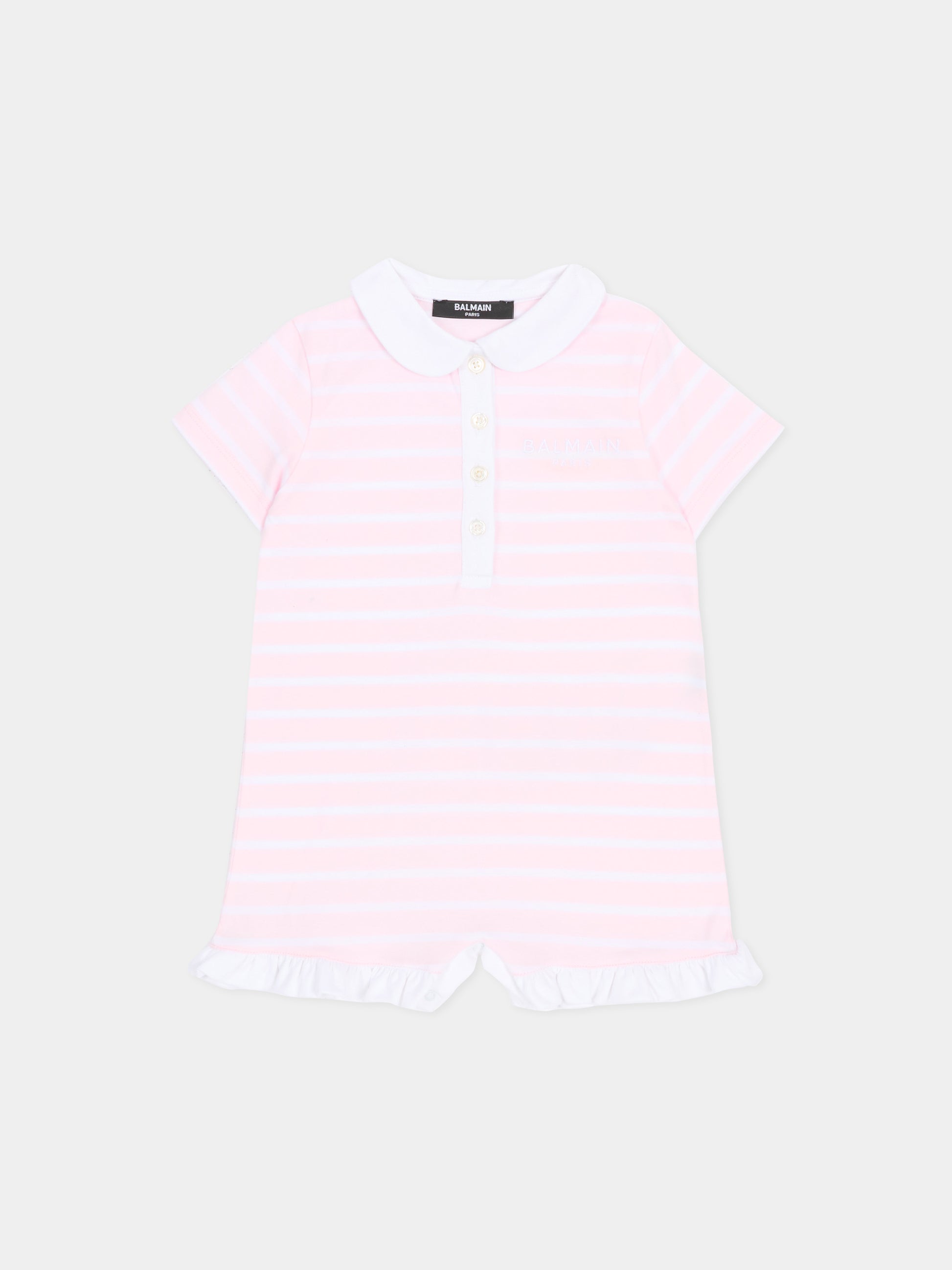 Set pagliaccetti rosa per neonata con logo ricamato,Balmain Kids,BYB000-Z3657 51EBC