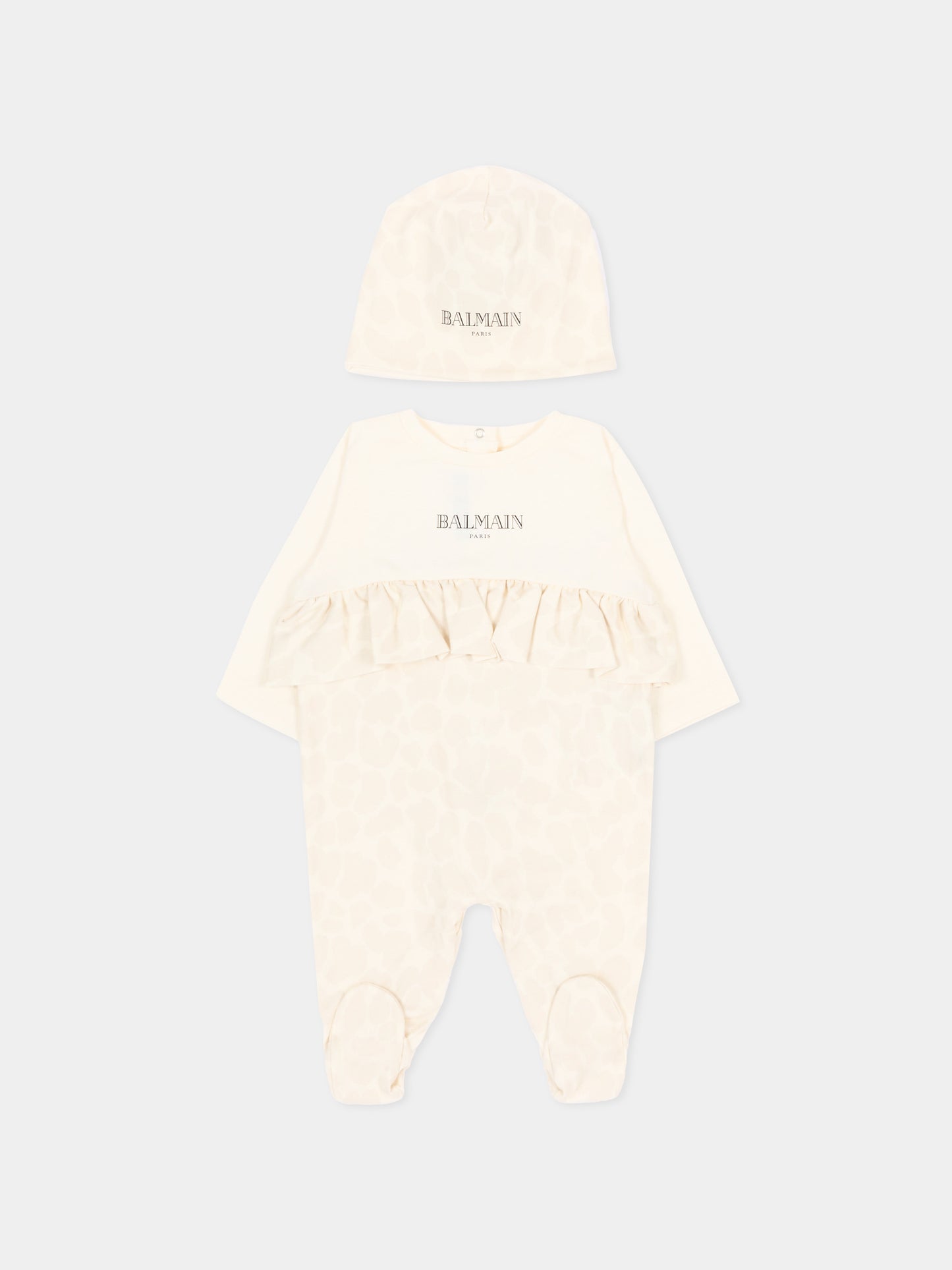 Set tutina beige per neonata con logo,Balmain Kids,BYB020-Z3763 102BG