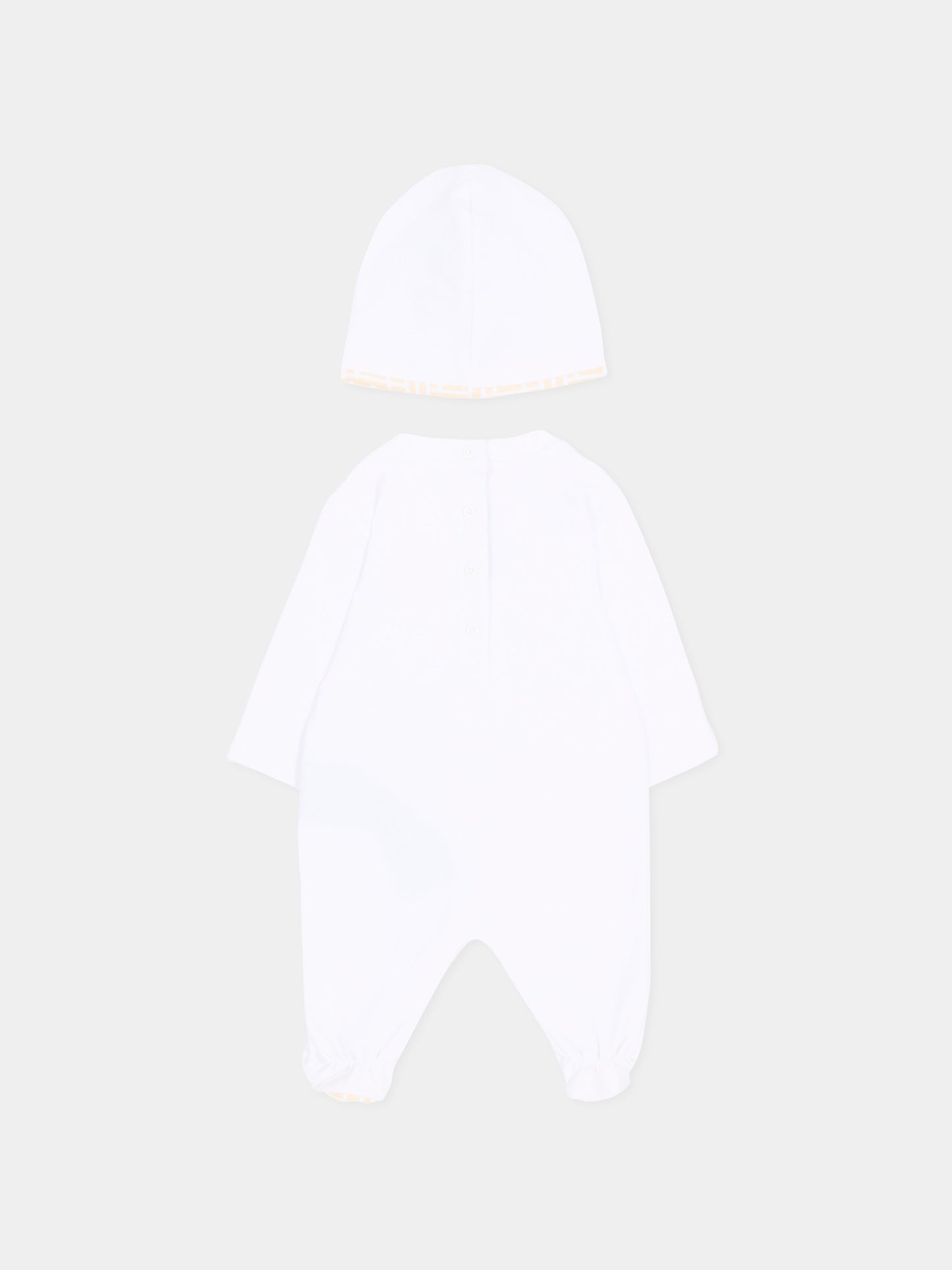 White romper set for newborns with logo