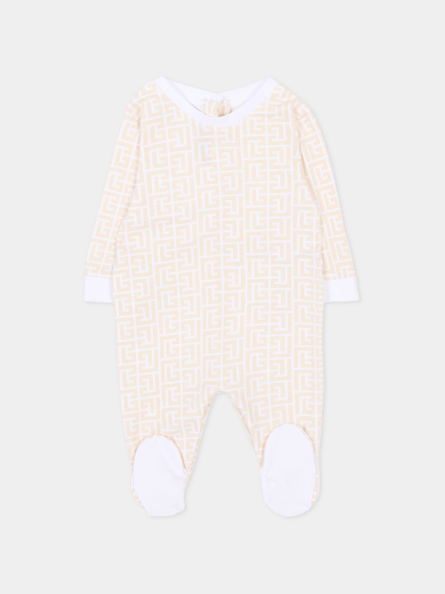 Set tutina bianco per neonati con monogram,Balmain Kids,BYB570-Z3503 109BC