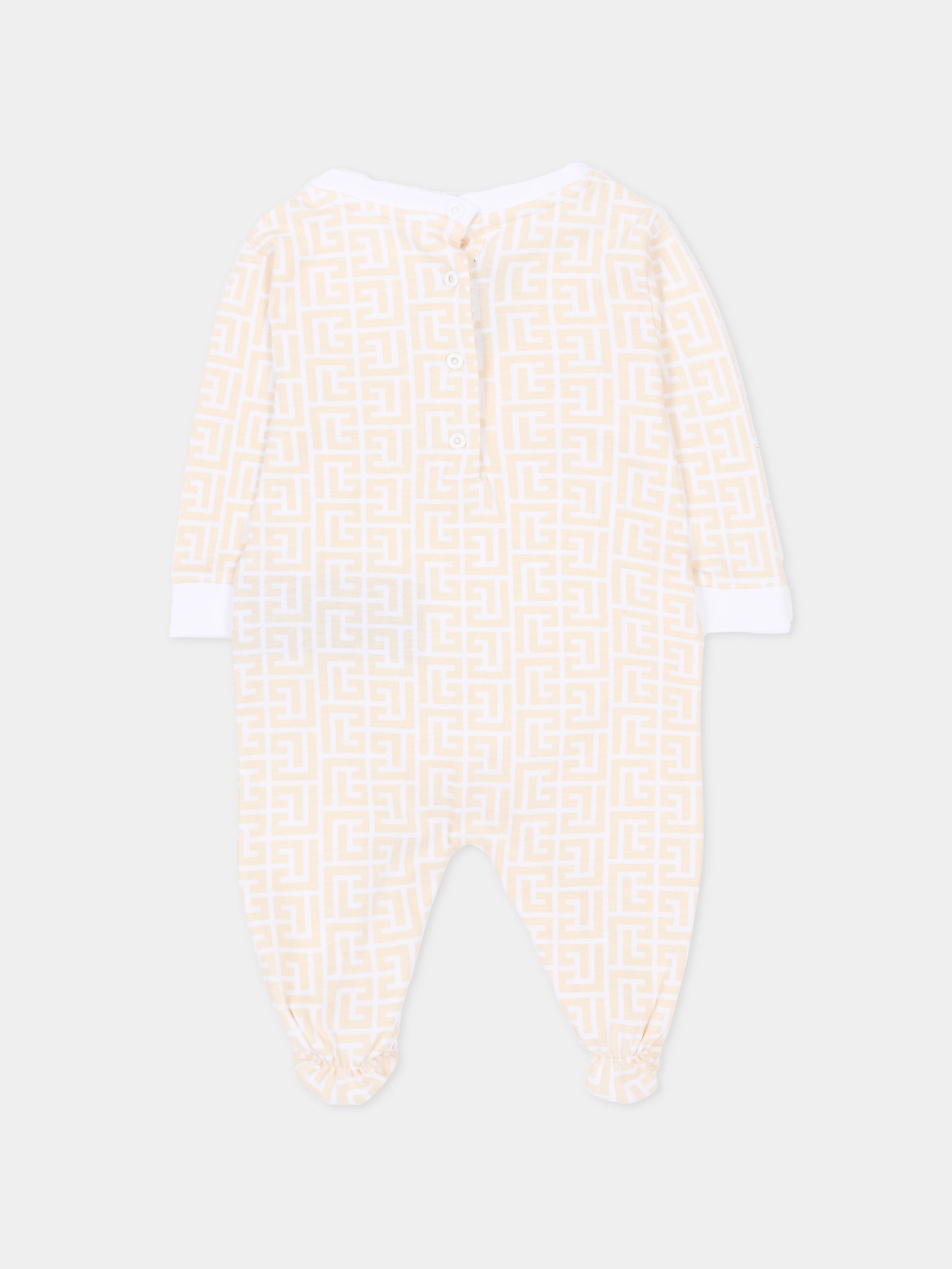 Set tutina bianco per neonati con monogram,Balmain Kids,BYB570-Z3503 109BC