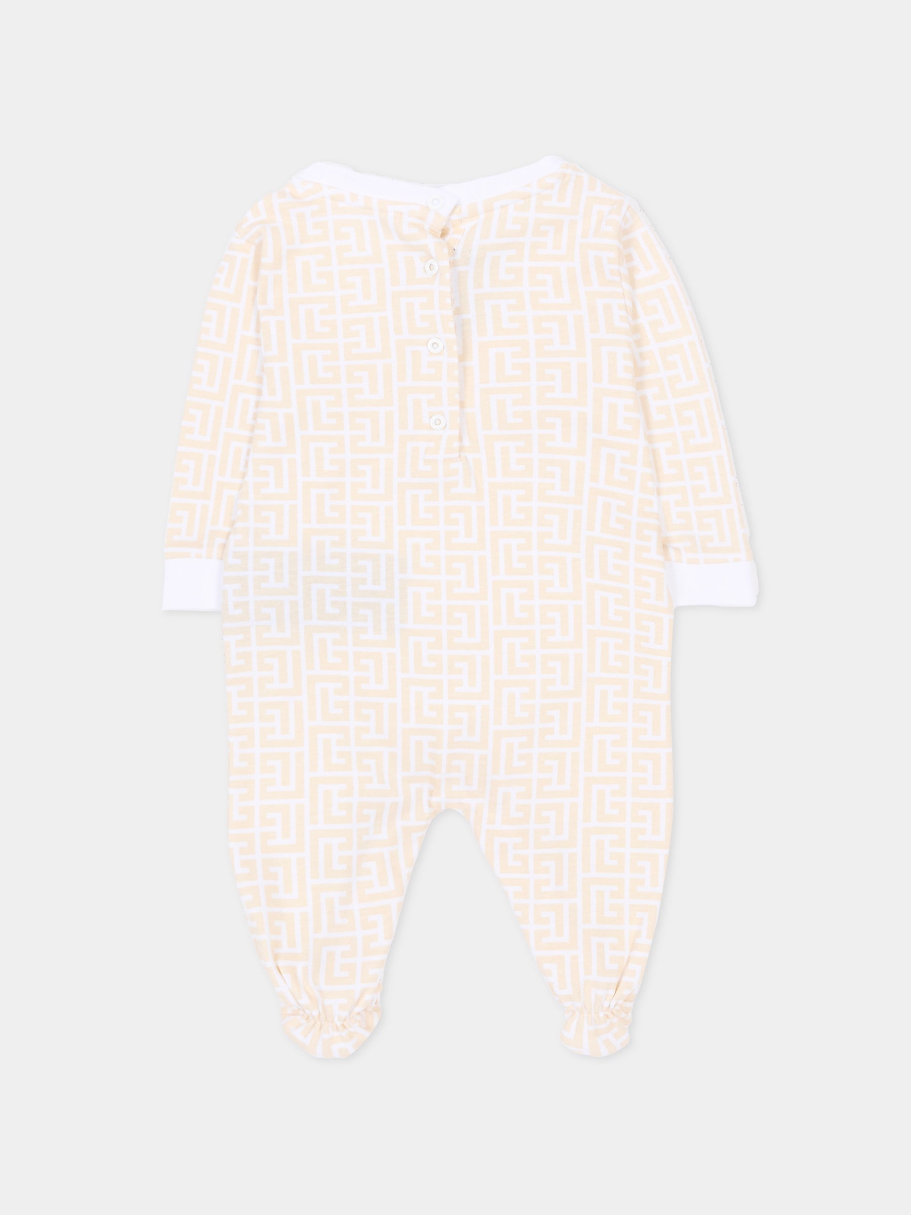 Set tutina bianco per neonati con monogram,Balmain Kids,BYB570-Z3503 109BC