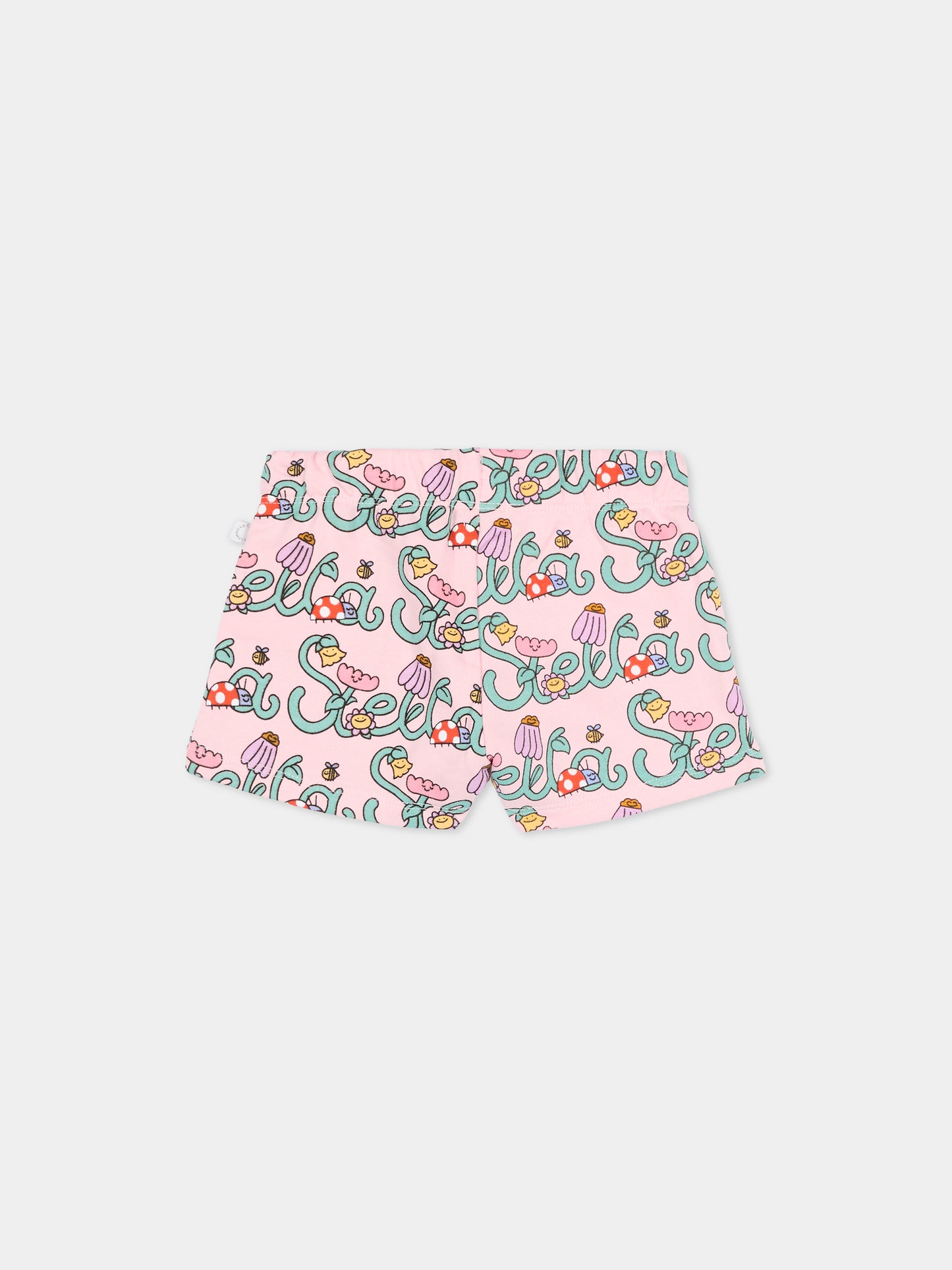Shorts rosa per neonata con logo e fiori,Stella Mccartney Kids,TY6039-Z3581 51RMC