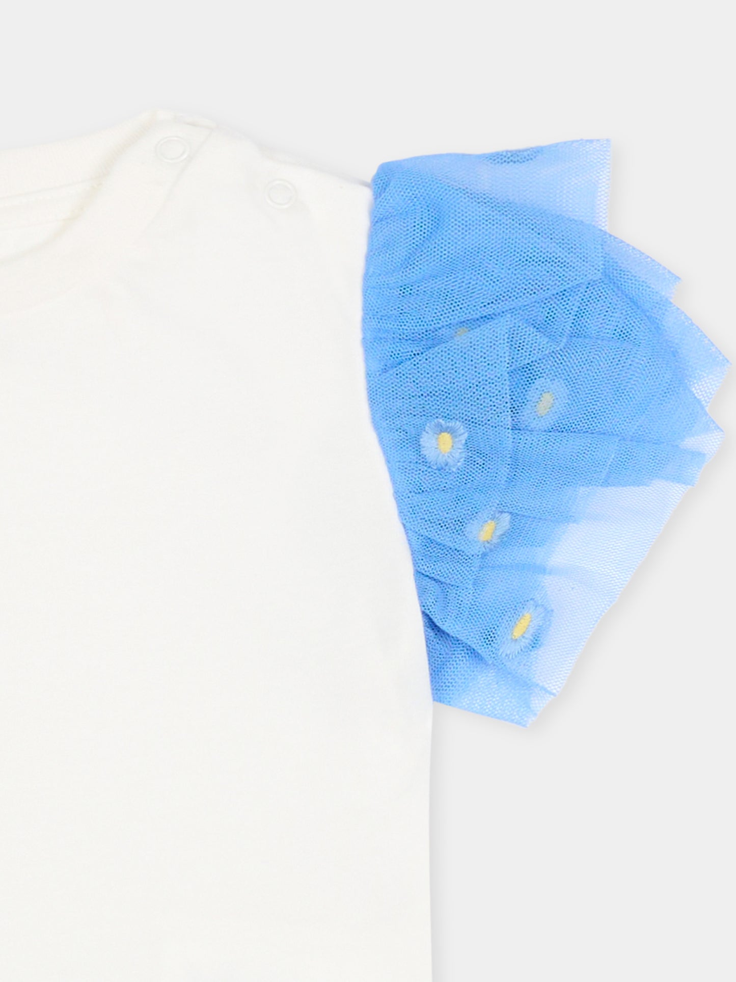 T-shirt avorio per neonata con fiori,Stella Mccartney Kids,TY8041-Z0434 101