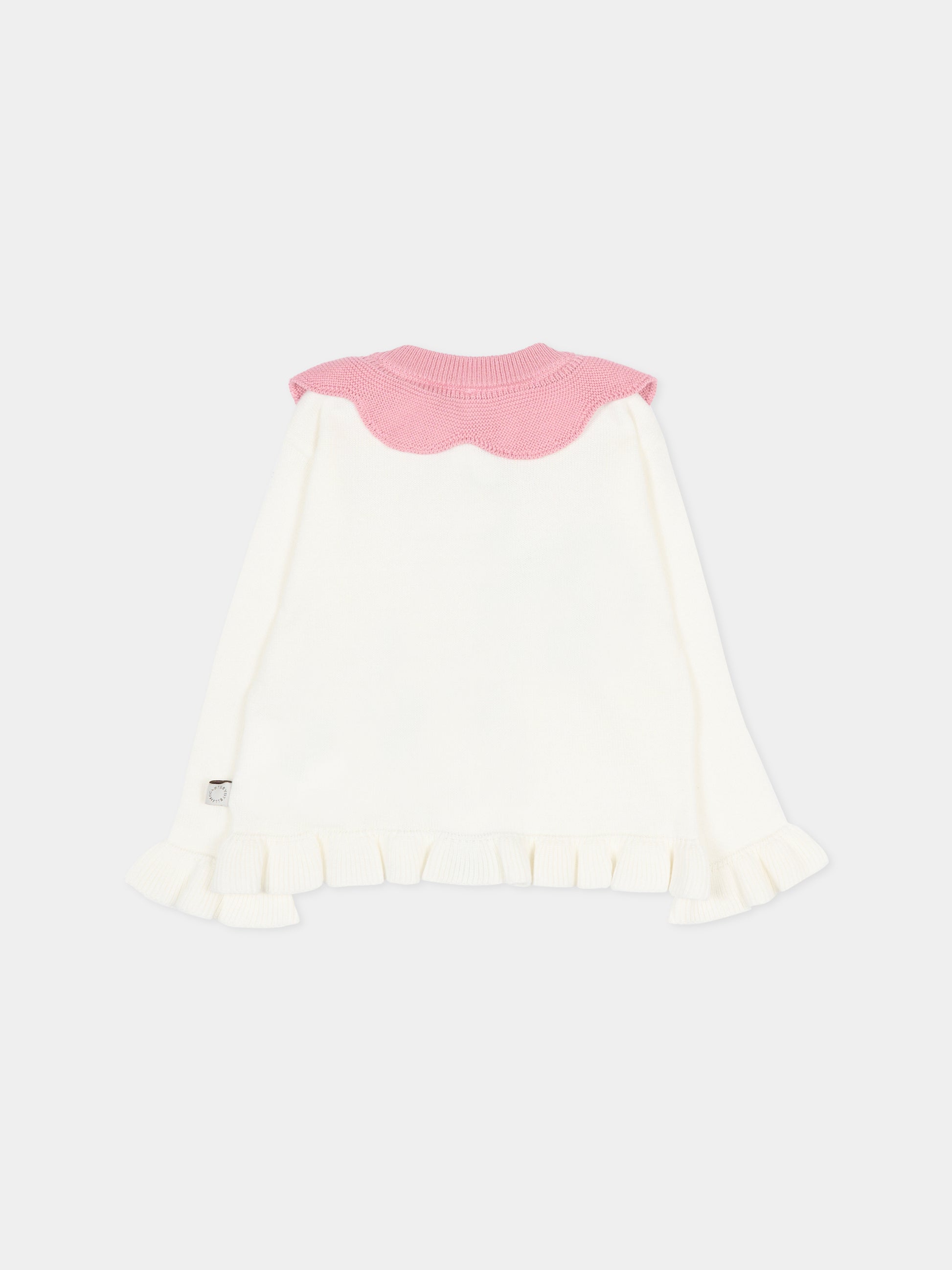 Cardigan avorio per neonata con coccinelle ricamate,Stella Mccartney Kids,TY9100-Z2423 101