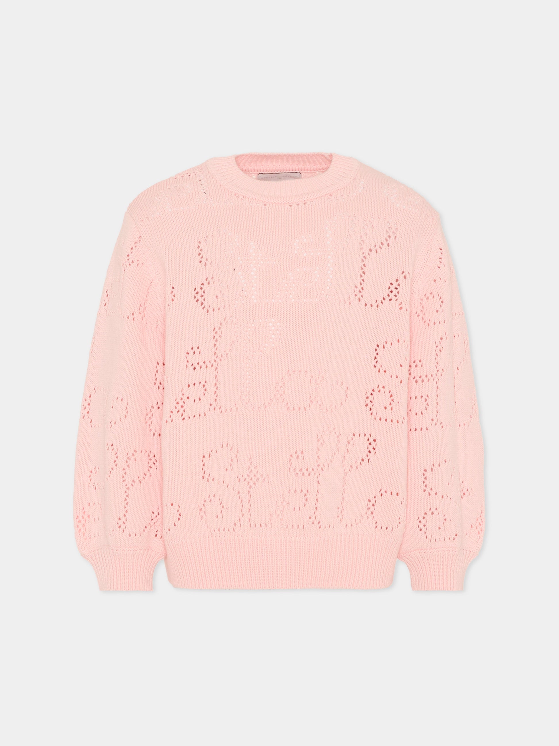 Maglione rosa per bambina con logo,Stella Mccartney Kids,TY9A70-Z1876 51R