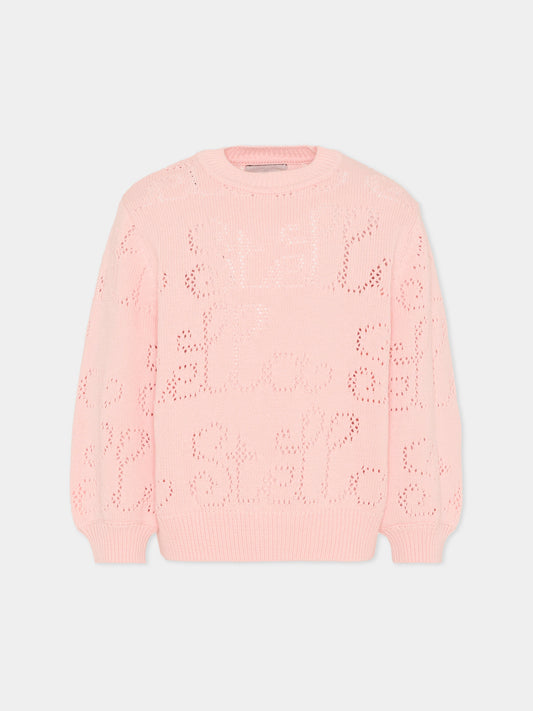 Maglione rosa per bambina con logo,Stella Mccartney Kids,TY9A70-Z1876 51R