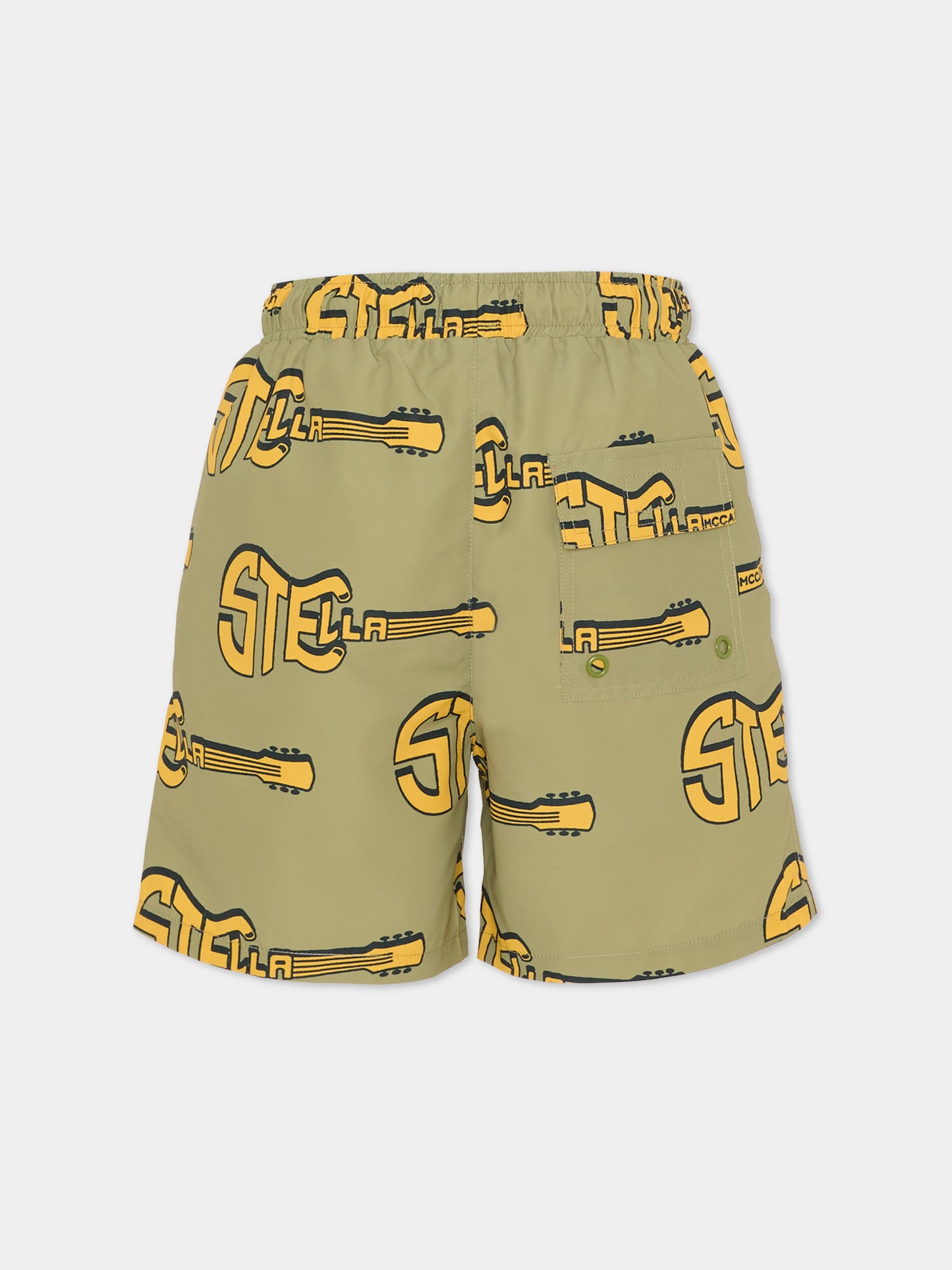 Boxer mare verde per bambino con chitarra,Stella Mccartney Kids,TYCP59-Z3527 663MC