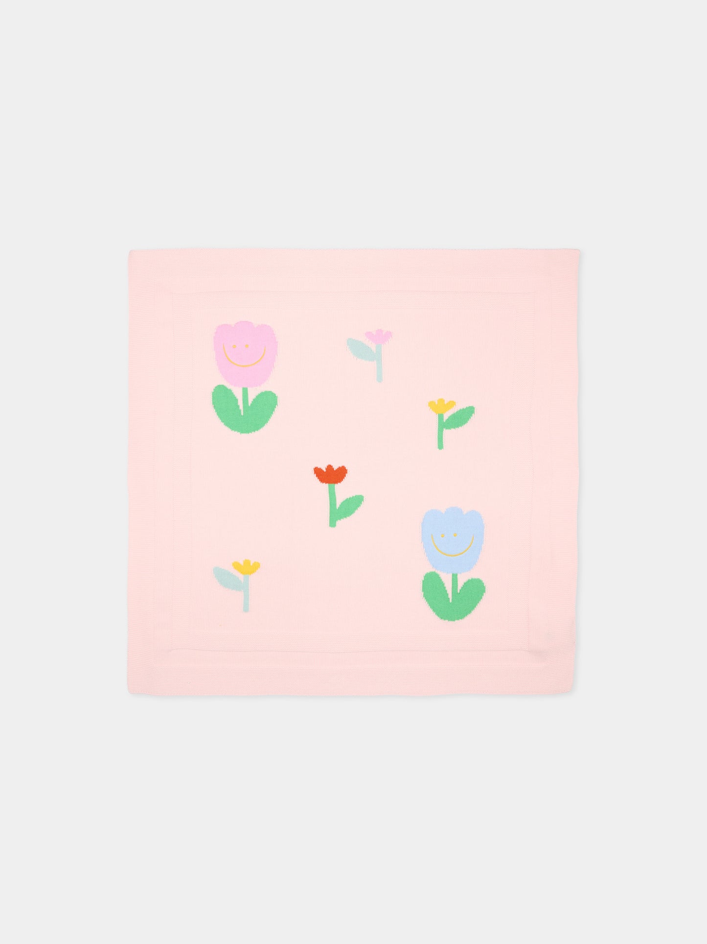 Coperta rosa per neonata con ricamo tulipani,Stella Mccartney Kids,TY0000-Z2423 51Z