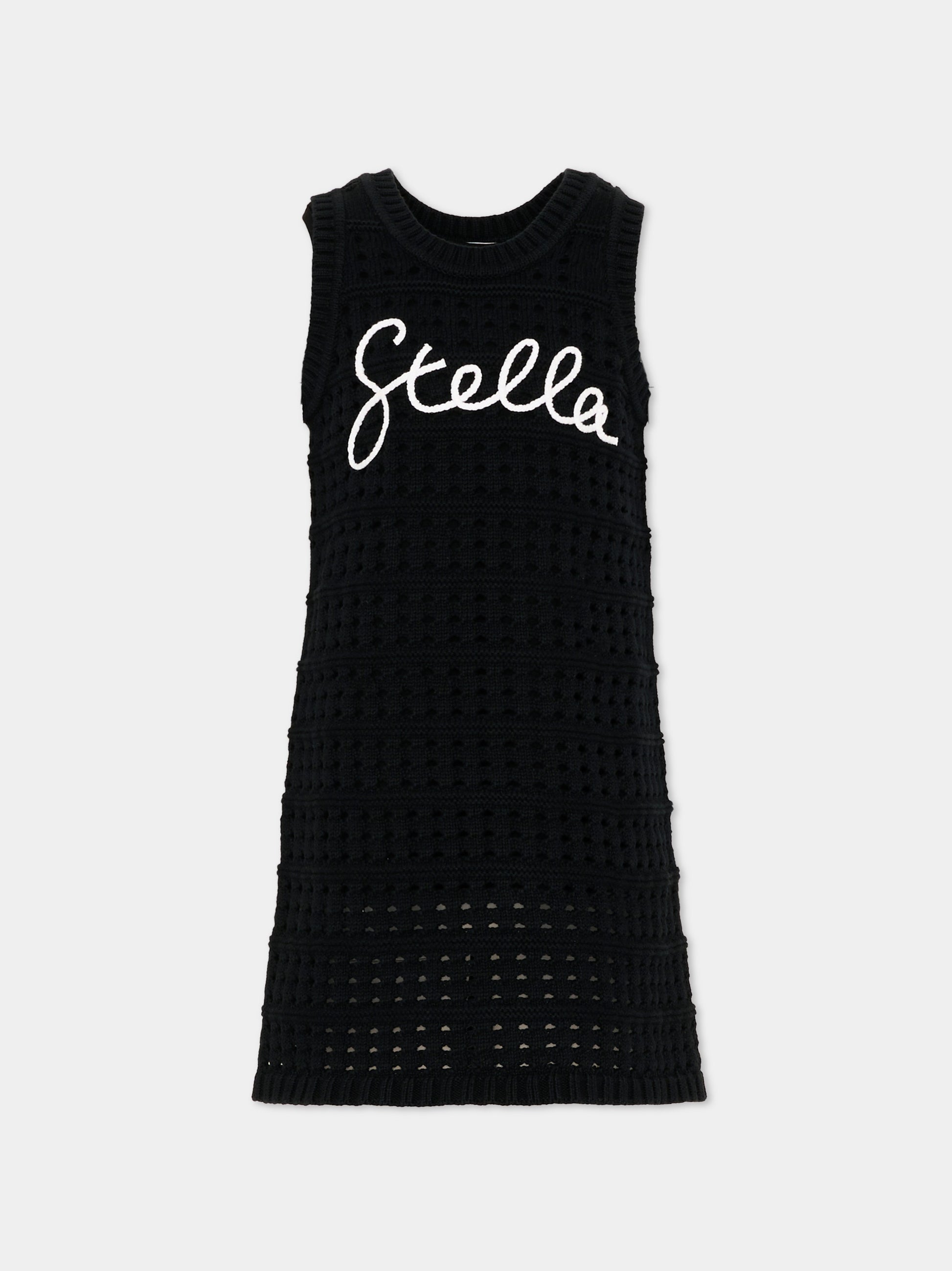 Vestito nero per bambina con logo,Stella Mccartney Kids,TY1C92-Z1876 930