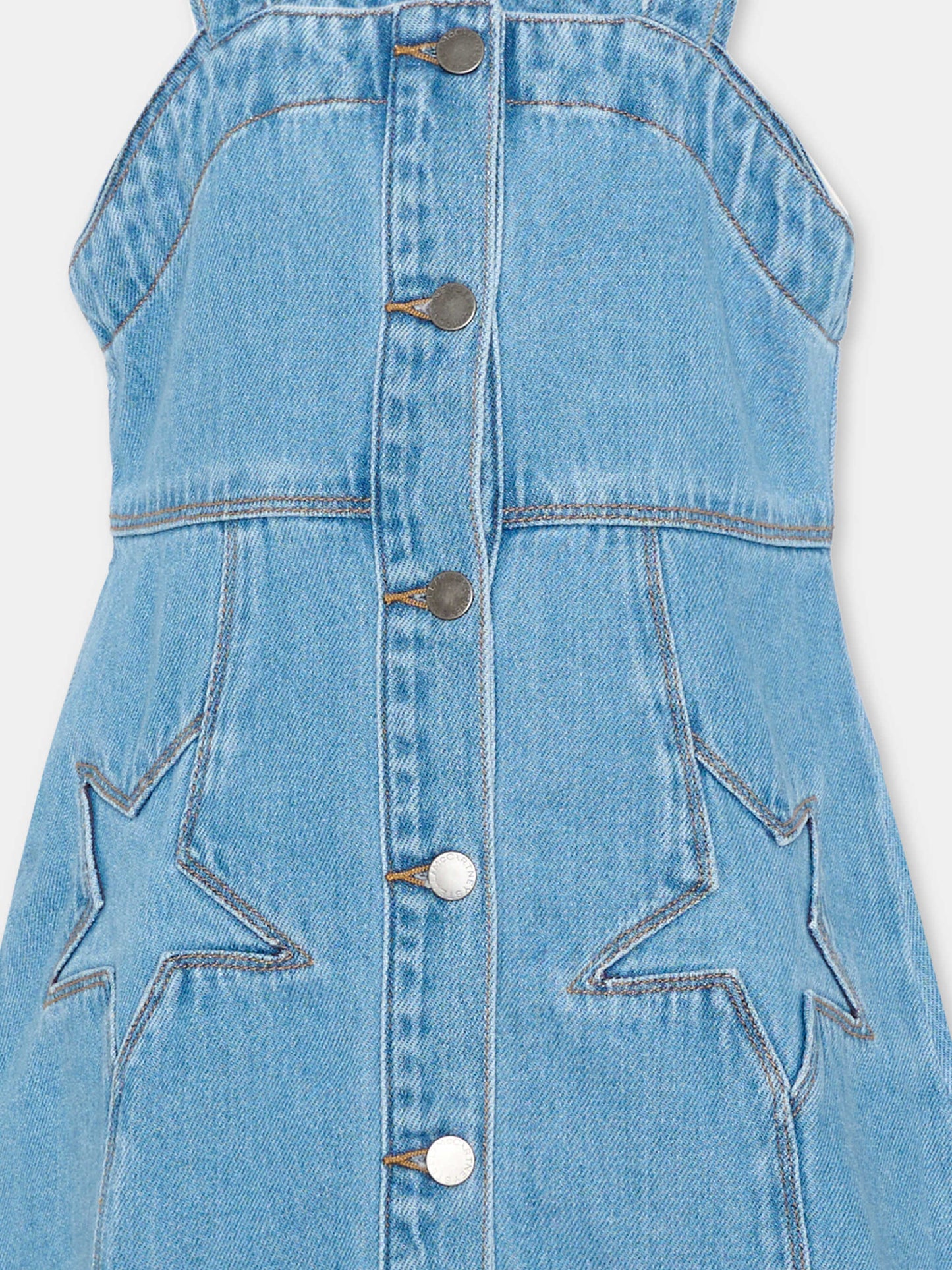 Vestito denim per bambina con stelle,Stella Mccartney Kids,TY1E92-Z0746 601