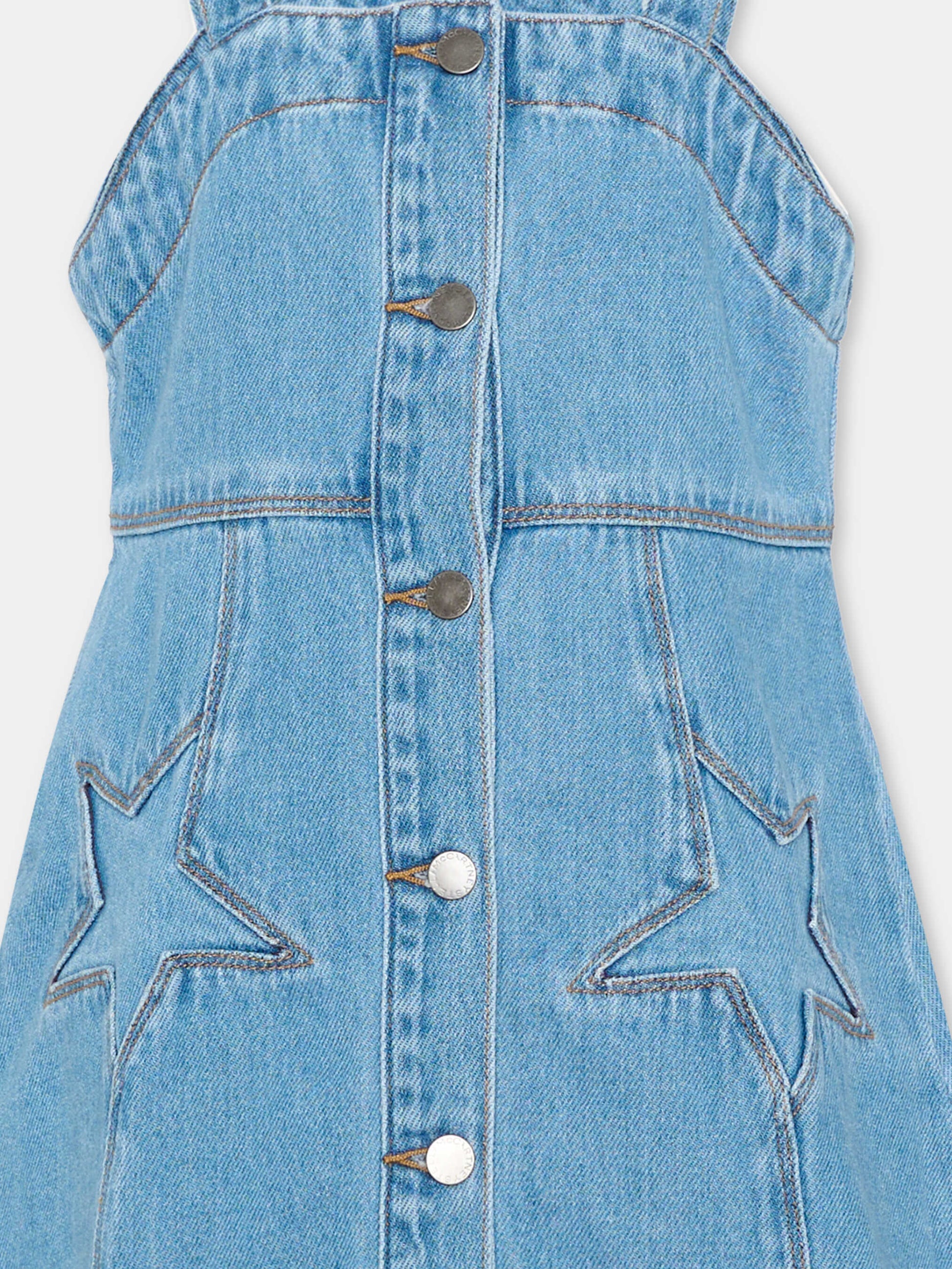 Vestito denim per bambina con stelle,Stella Mccartney Kids,TY1E92-Z0746 601