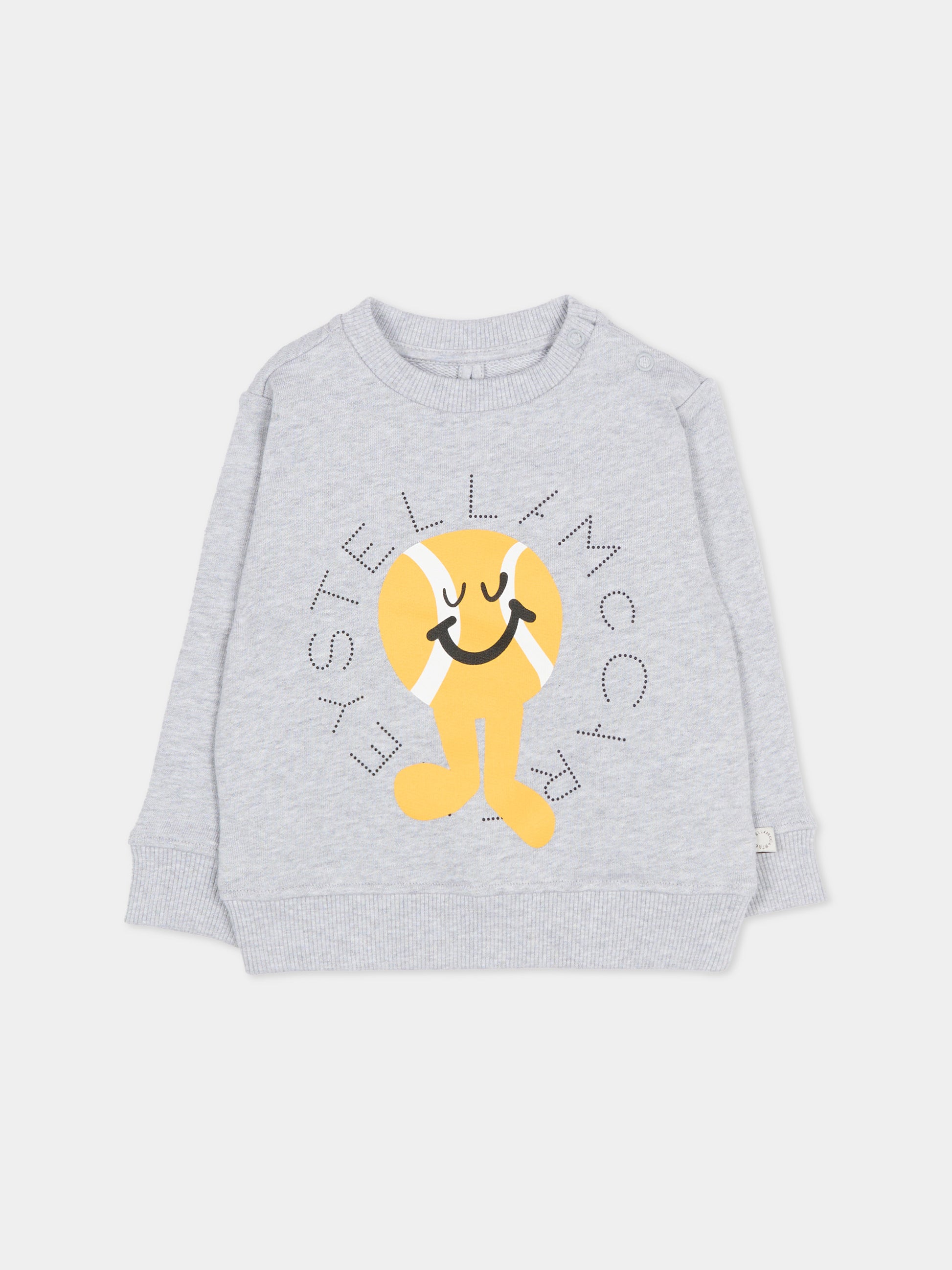 Felpa grigia per neonato con stampa palla da tennis,Stella Mccartney Kids,TY4580-Z0499 807