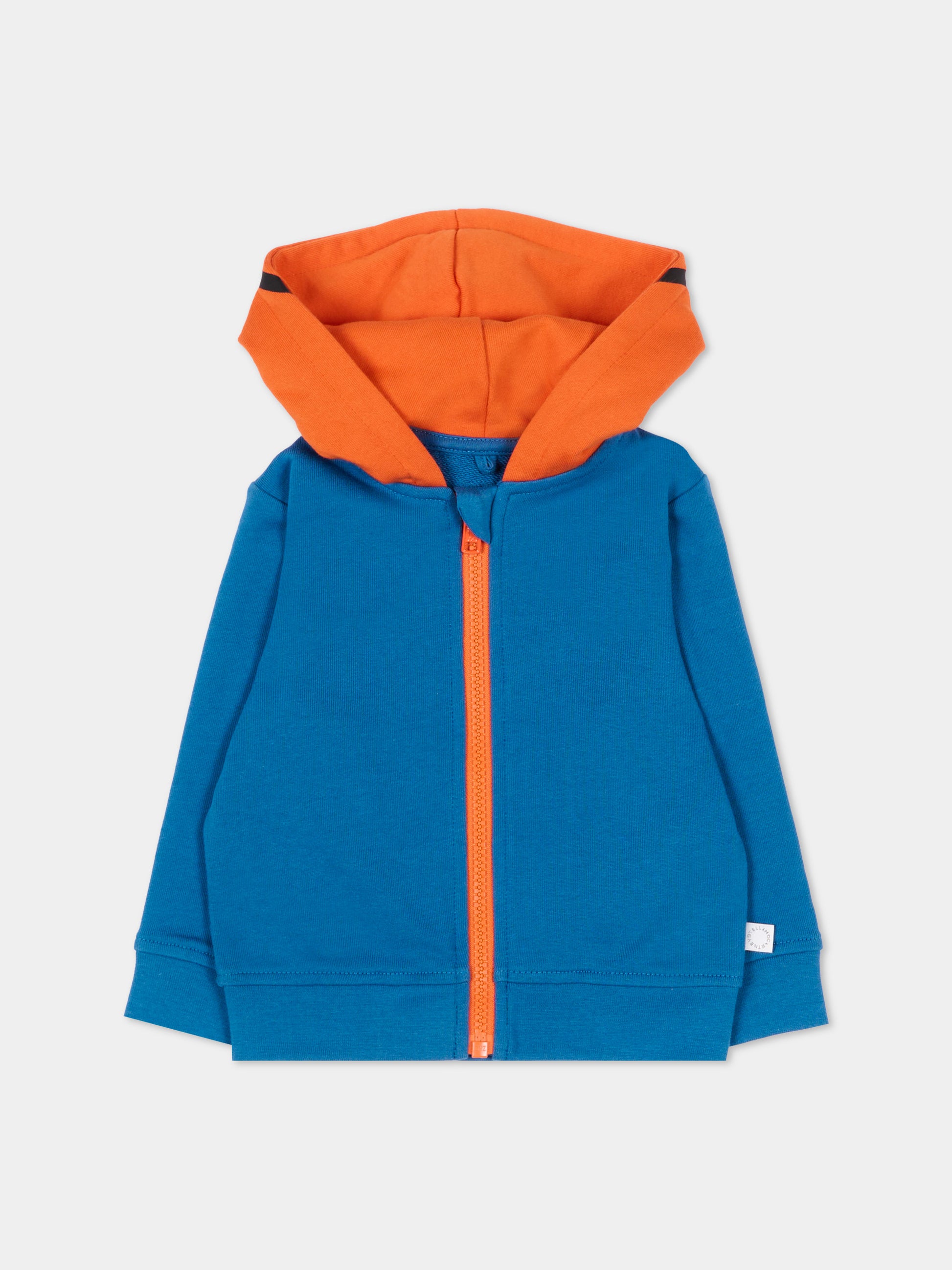 Felpa blu per neonato con cappuccio basket,Stella Mccartney Kids,TY4590-Z3409 61D