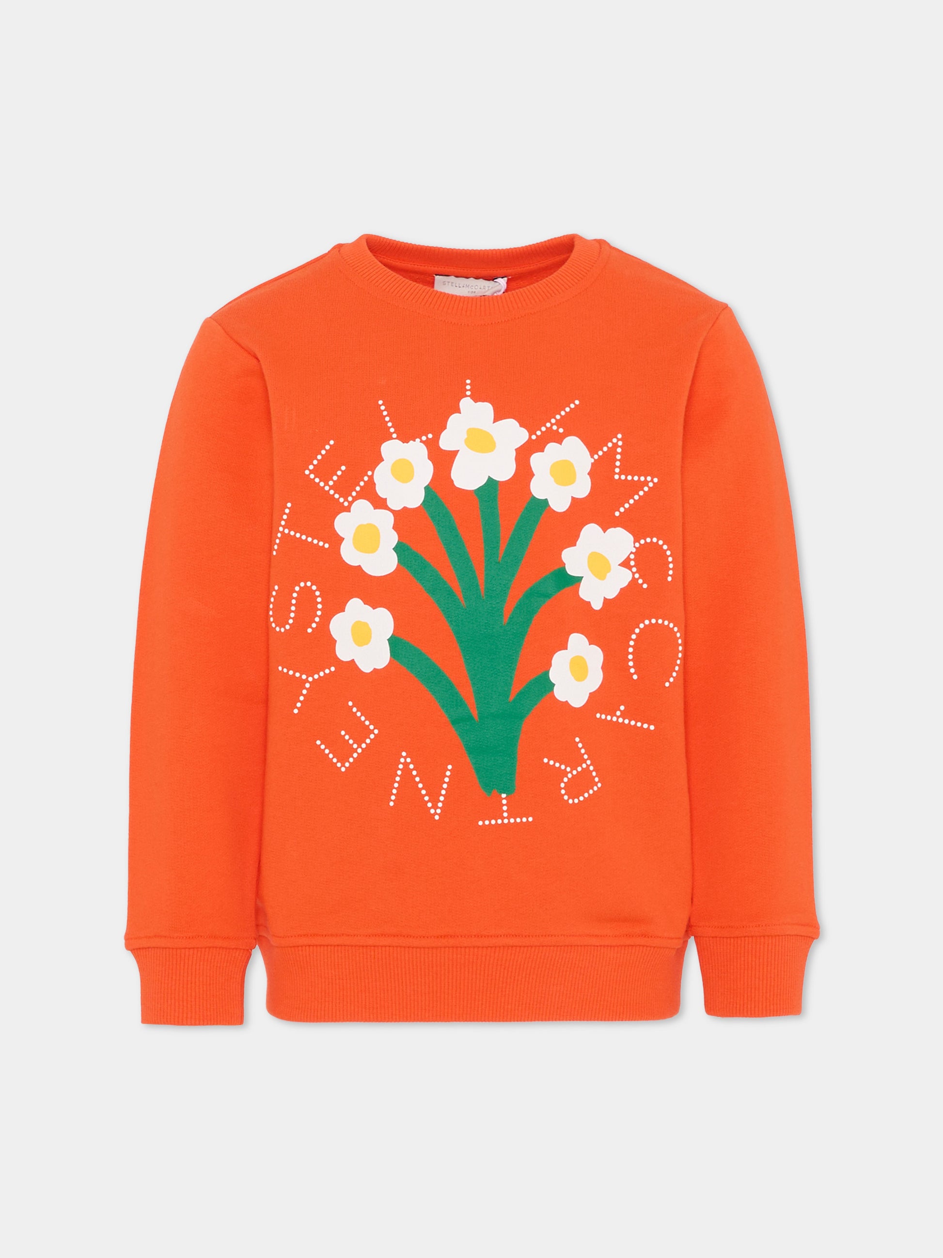 Felpa rossa per bambina con stampa floreale,Stella Mccartney Kids,TY4B00-Z0499 426