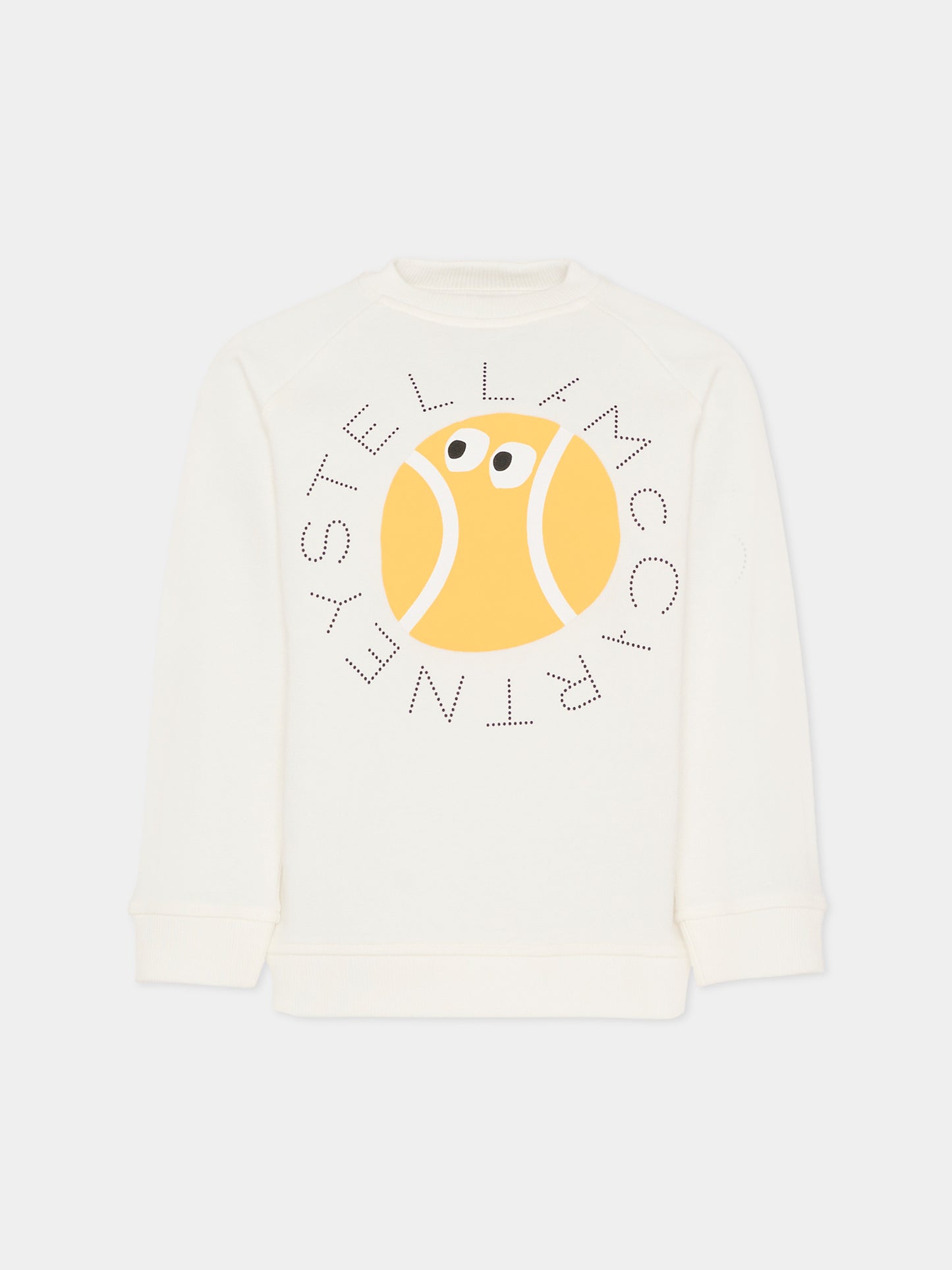Felpa avorio per bambino con stampa palla da tennis,Stella Mccartney Kids,TY4Q60-Z0499 101