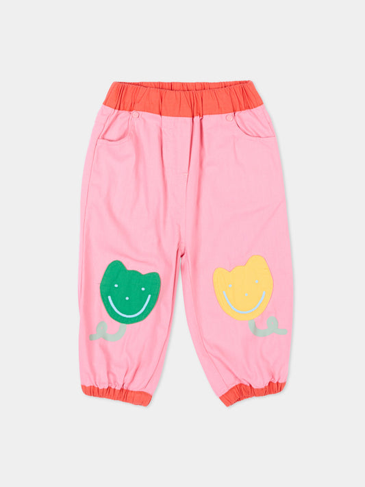 Pantaloni sportivi rosa per neonata con tulipani,Stella Mccartney Kids,TY6110-Z1609 509
