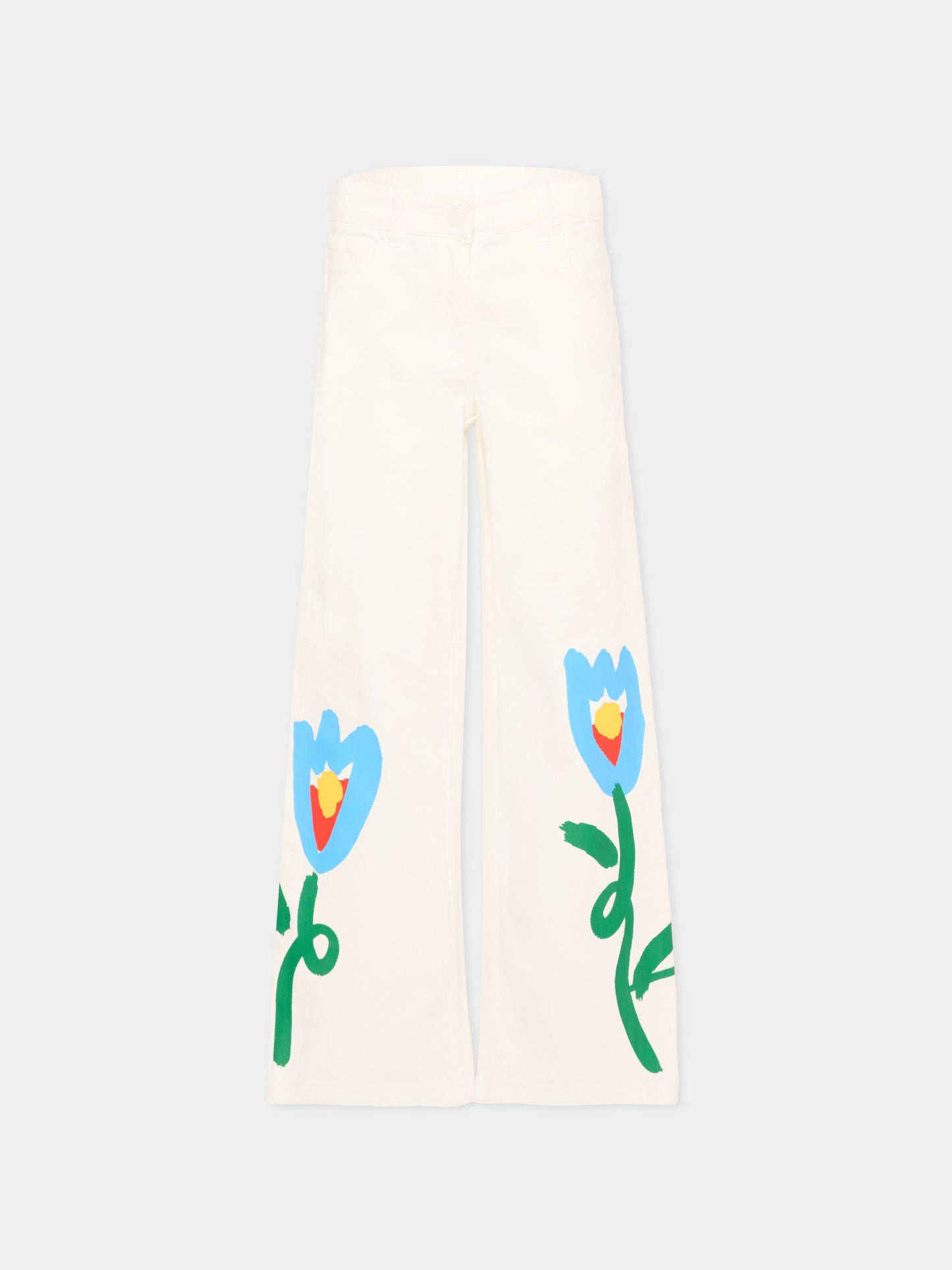 Jeans avorio per bambina con tulipani,Stella Mccartney Kids,TY6C20-Z0156 101