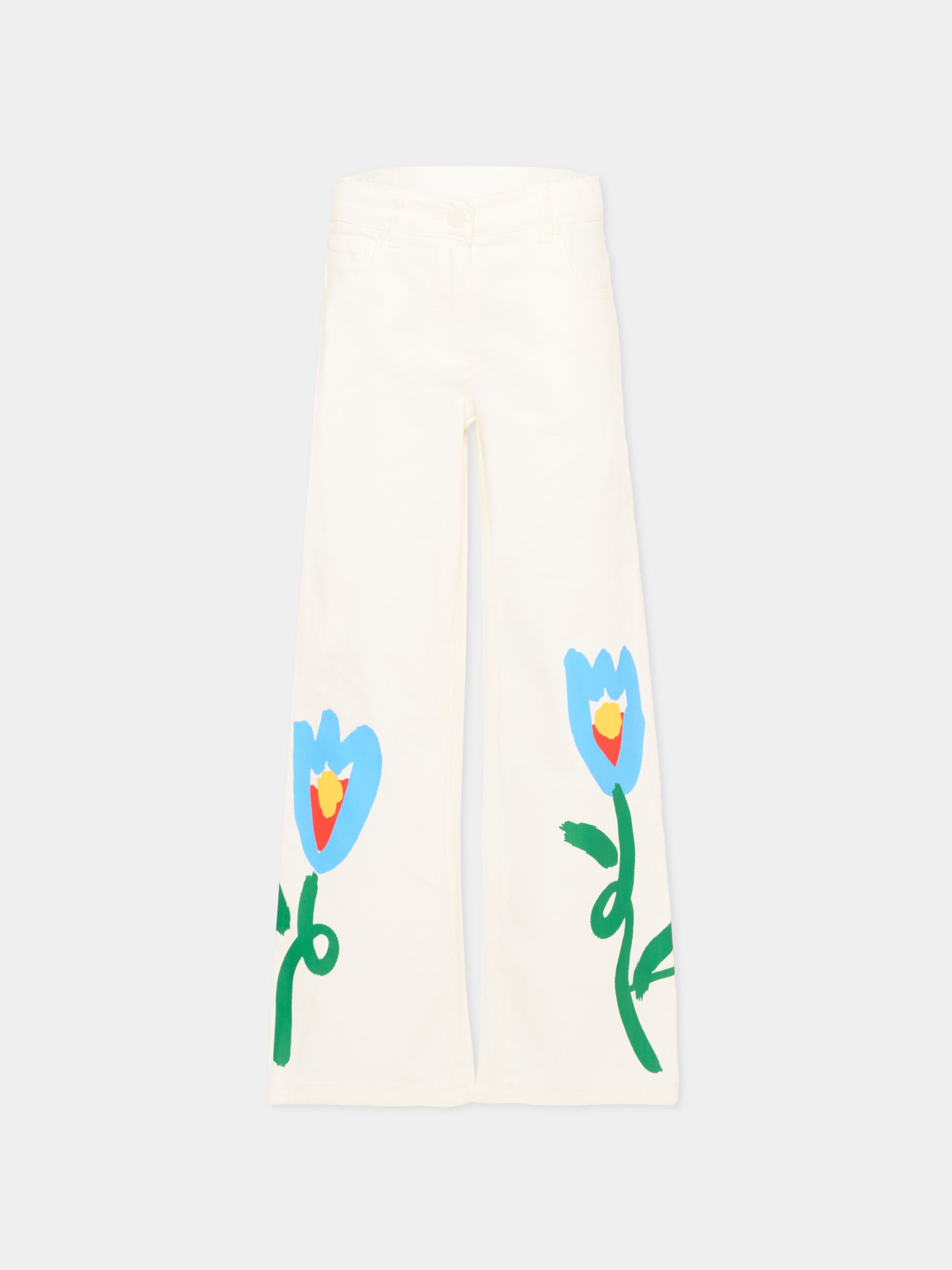 Jeans avorio per bambina con tulipani,Stella Mccartney Kids,TY6C20-Z0156 101
