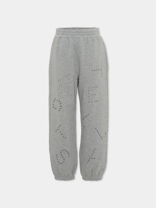 Pantaloni sportivi grigi per bambini con logo,Stella Mccartney Kids,TY6D40-Z3409 808