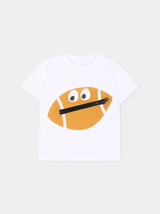 T-Shirt bianca per neonato con palla football,Stella Mccartney Kids,TY8640-Z0434 100