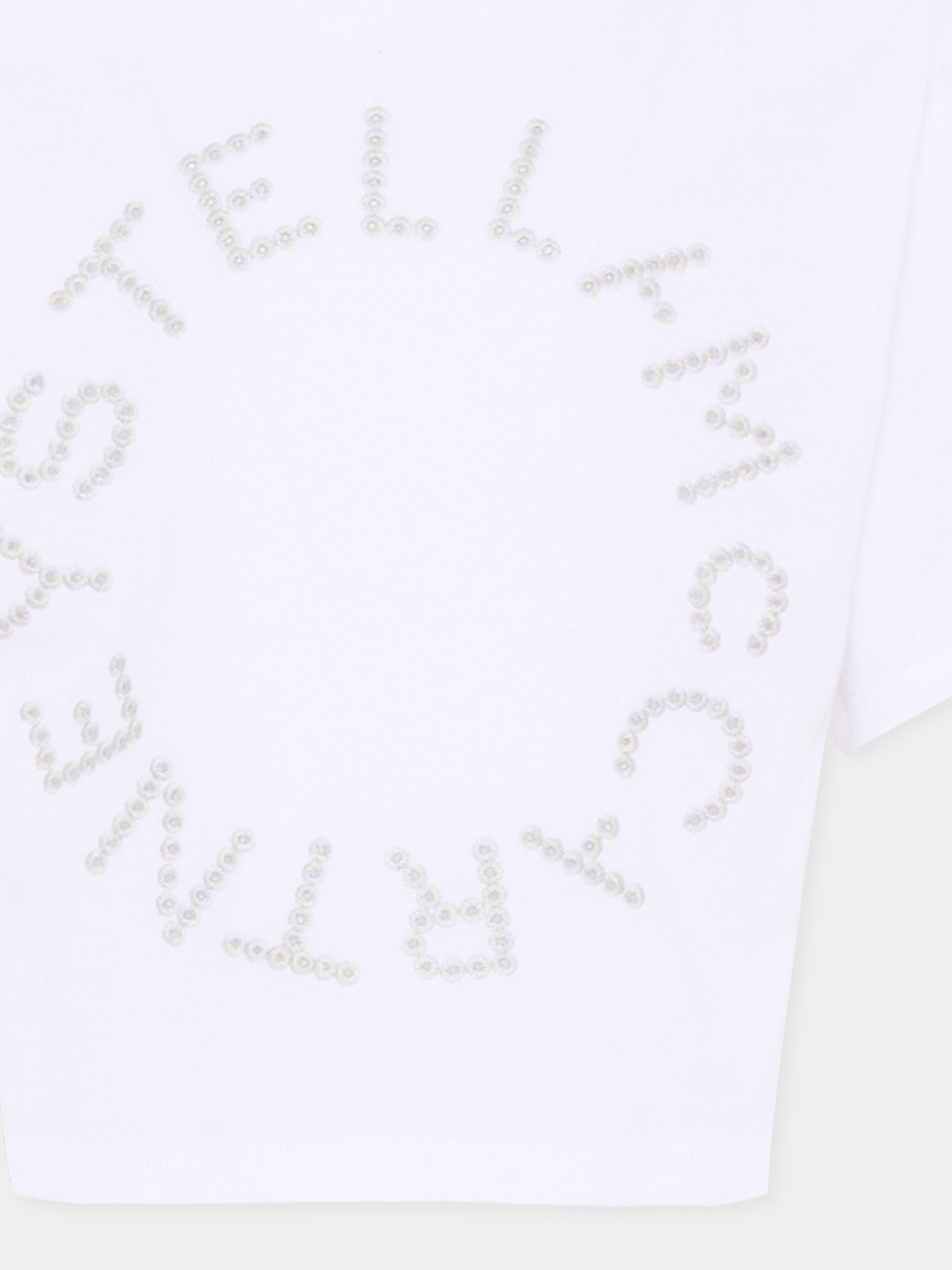 T-shirt bianca per bambina con logo,Stella Mccartney Kids,TY8C01-Z0434 100