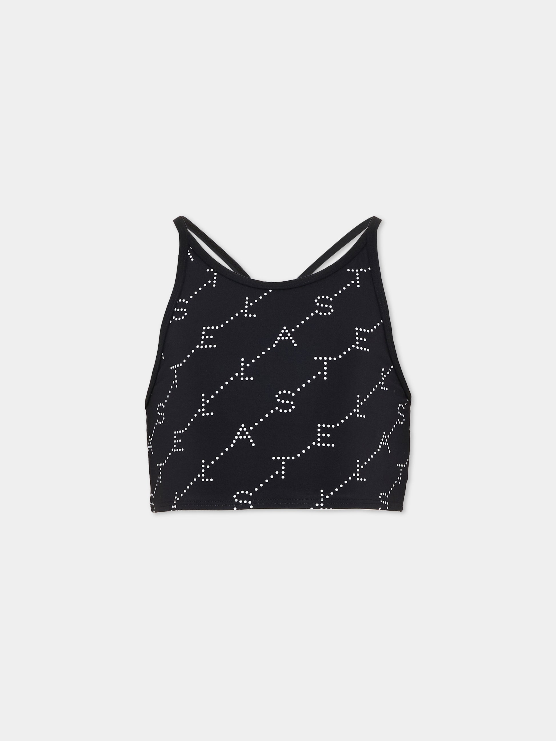 Top nero per bambina con logo,Stella Mccartney Kids,TY8C12-Z3479 930BC