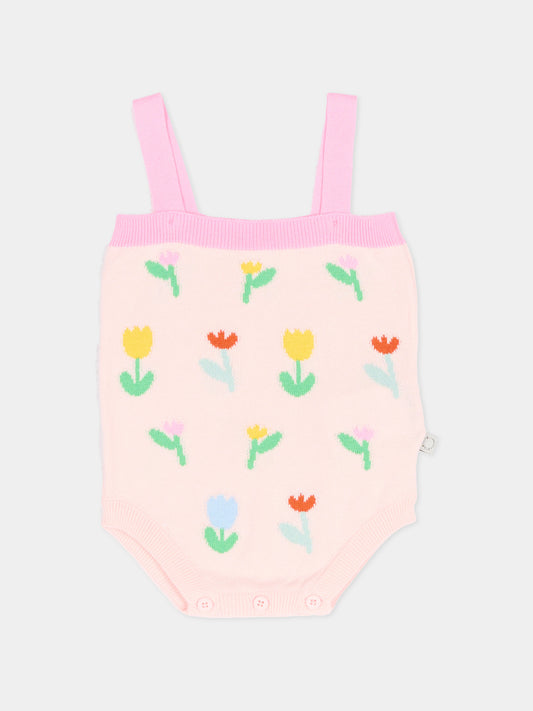 Body rosa per neonata con ricamo tulipani,Stella Mccartney Kids,TYA052-Z2423 51Z