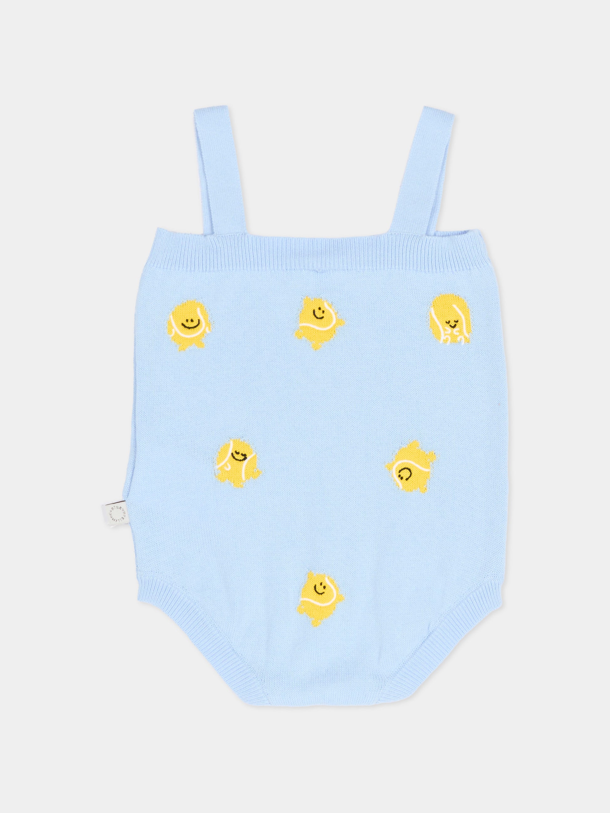 Body celeste per neonata con ricamo palline da tennis,Stella Mccartney Kids,TYA532-Z2423 602