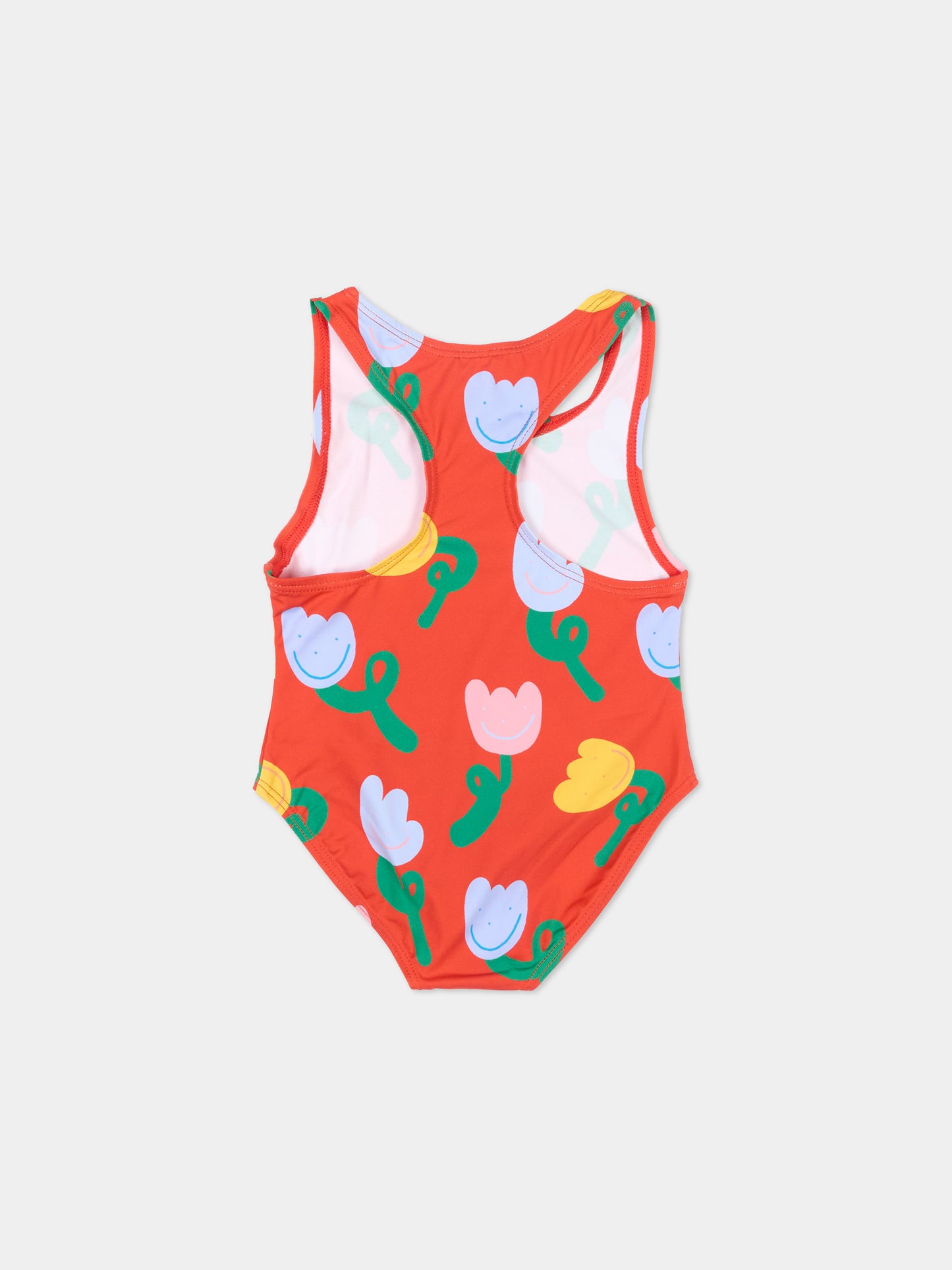 Costume intero rosso per neonata con tulipani,Stella Mccartney Kids,TYC059-Z3662 426MC