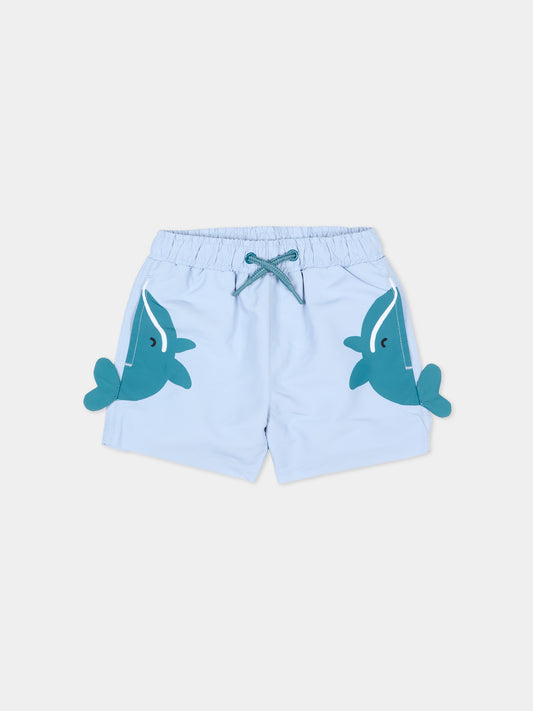 Boxer mare celeste per neonato con balene,Stella Mccartney Kids,TYC559-Z0433 685