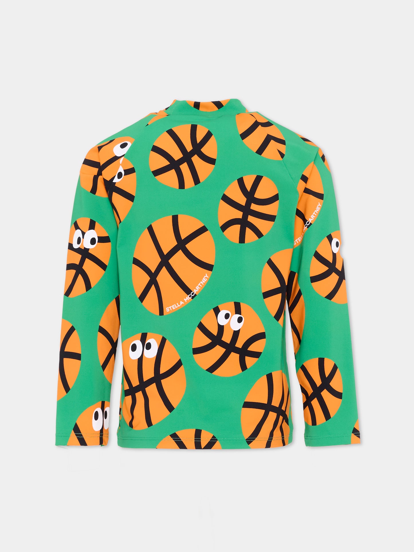 Anti UV verde per bambino con stampa basket,Stella Mccartney Kids,TYCP32-Z3519 769MC