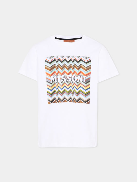 T-Shirt bianca per bambini con logo,Missoni,MY8P91-Z3672 100MC