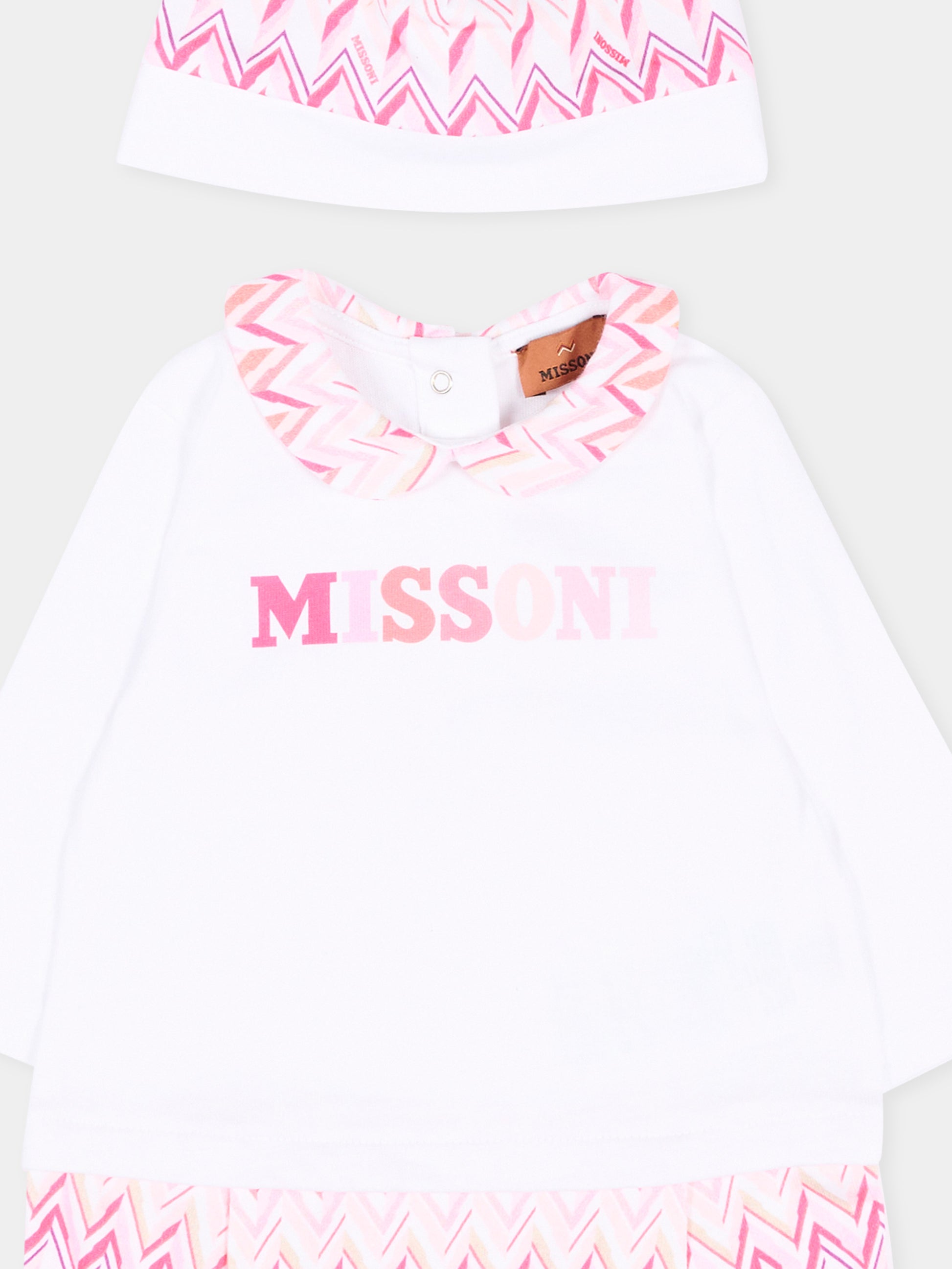 Set tutina rosa per neonata con logo,Missoni,MYB010-Z3672 100FU
