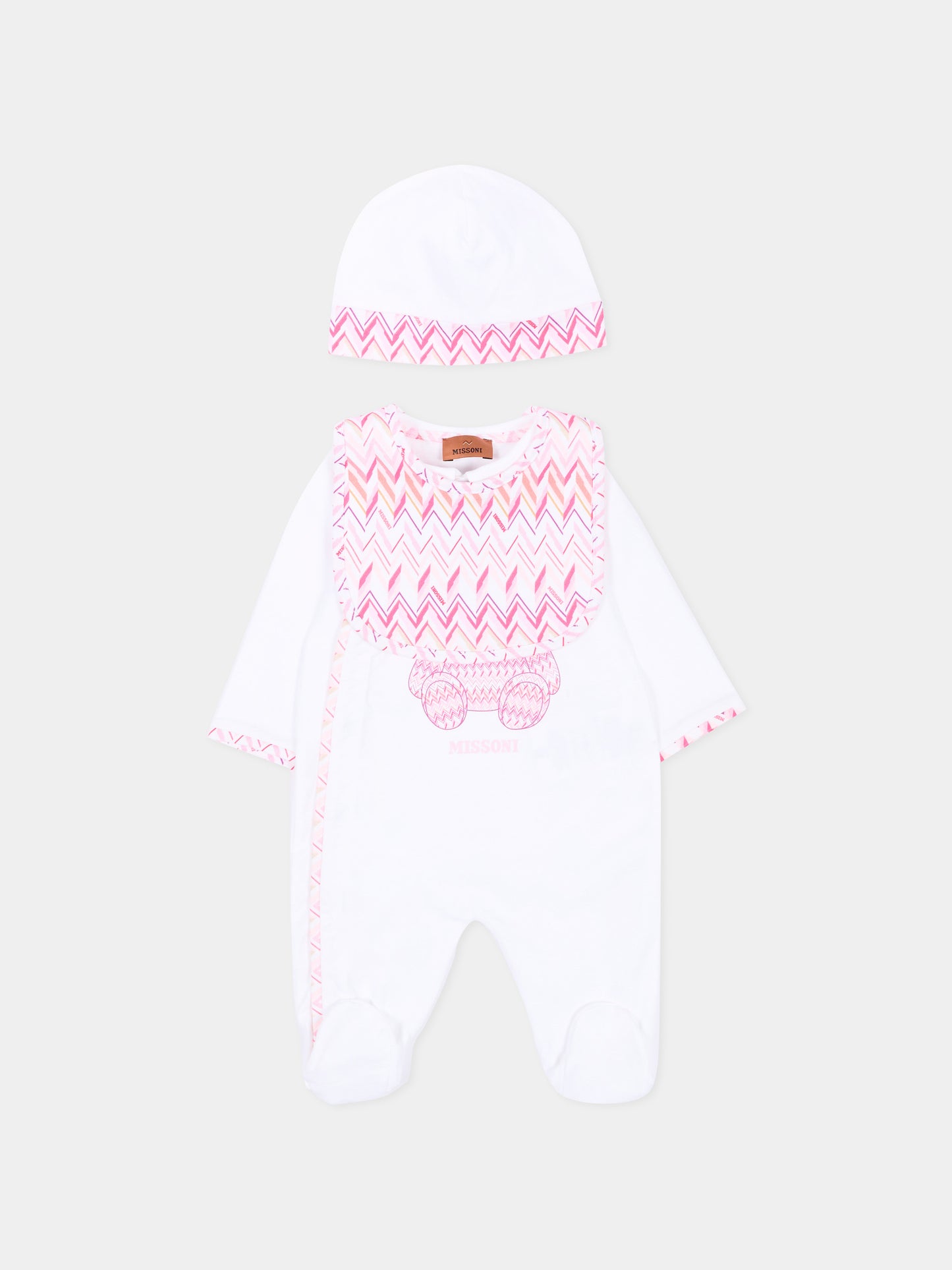 Set tutina bianco per neonata con motivo chevron,Missoni,MYB030-Z3672 100FU