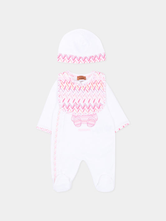 Set tutina bianco per neonata con motivo chevron,Missoni,MYB030-Z3672 100FU