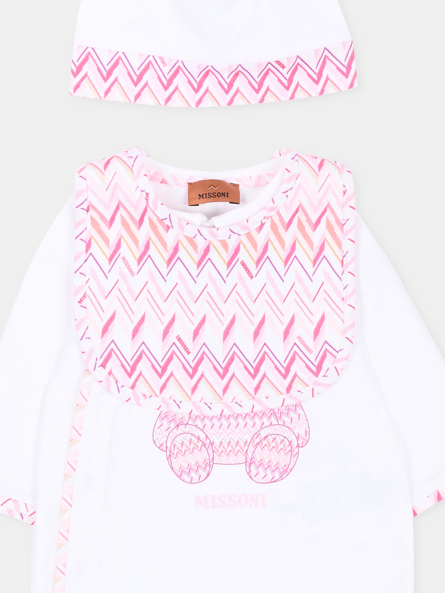 Set tutina bianco per neonata con motivo chevron,Missoni,MYB030-Z3672 100FU