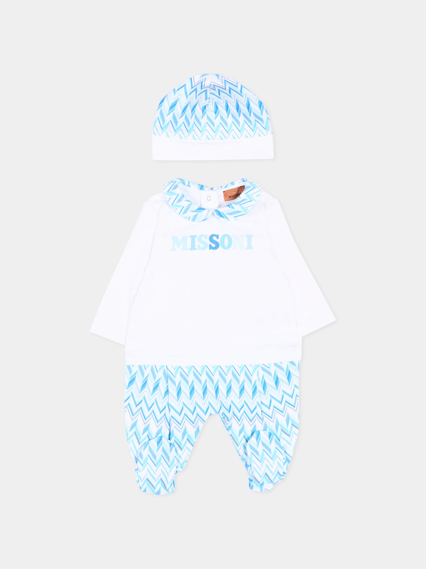 Set tutina azzurra per neonato con logo,Missoni,MYB510-Z3674 600AZ