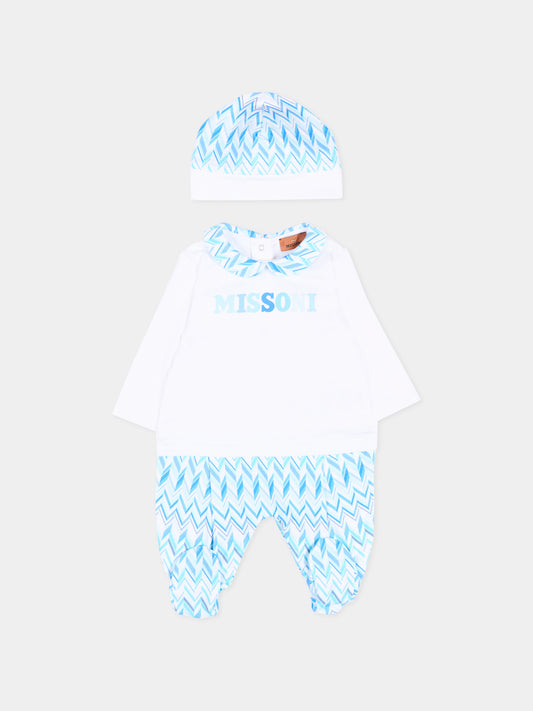 Set tutina azzurra per neonato con logo,Missoni,MYB510-Z3674 600AZ
