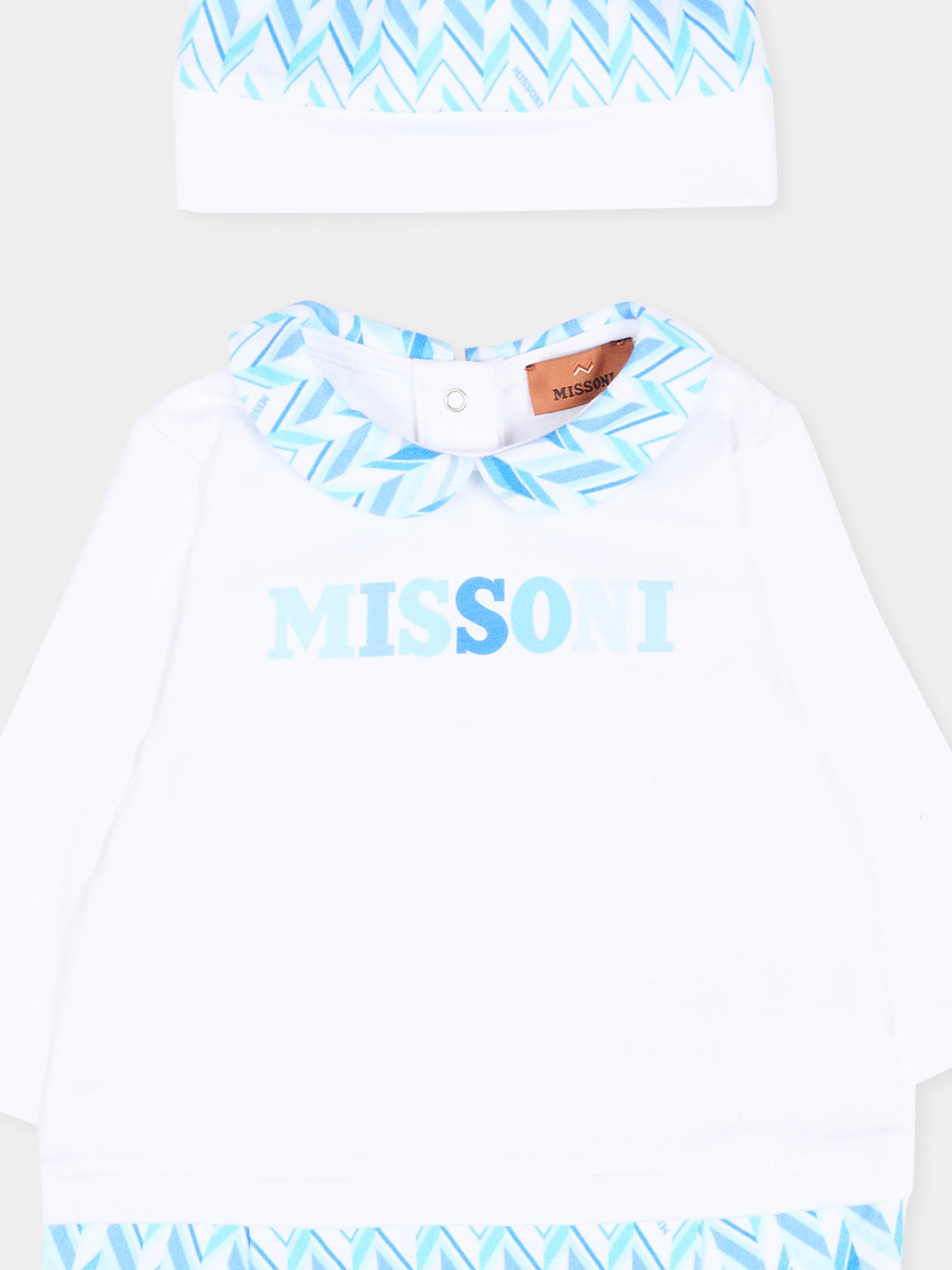 Set tutina azzurra per neonato con logo,Missoni,MYB510-Z3674 600AZ