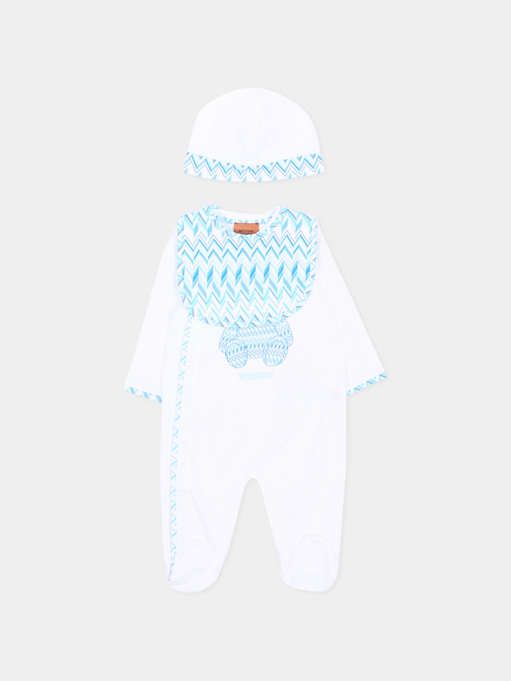 Set tutina bianco per neonato con motivo chevron,Missoni,MYB520-Z3672 100AZ