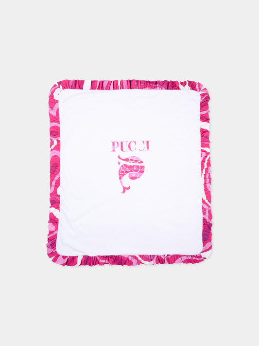 Coperta bianca per neonata con logo Pucci,Emilio Pucci Junior,PY0030-Z3672 100FU