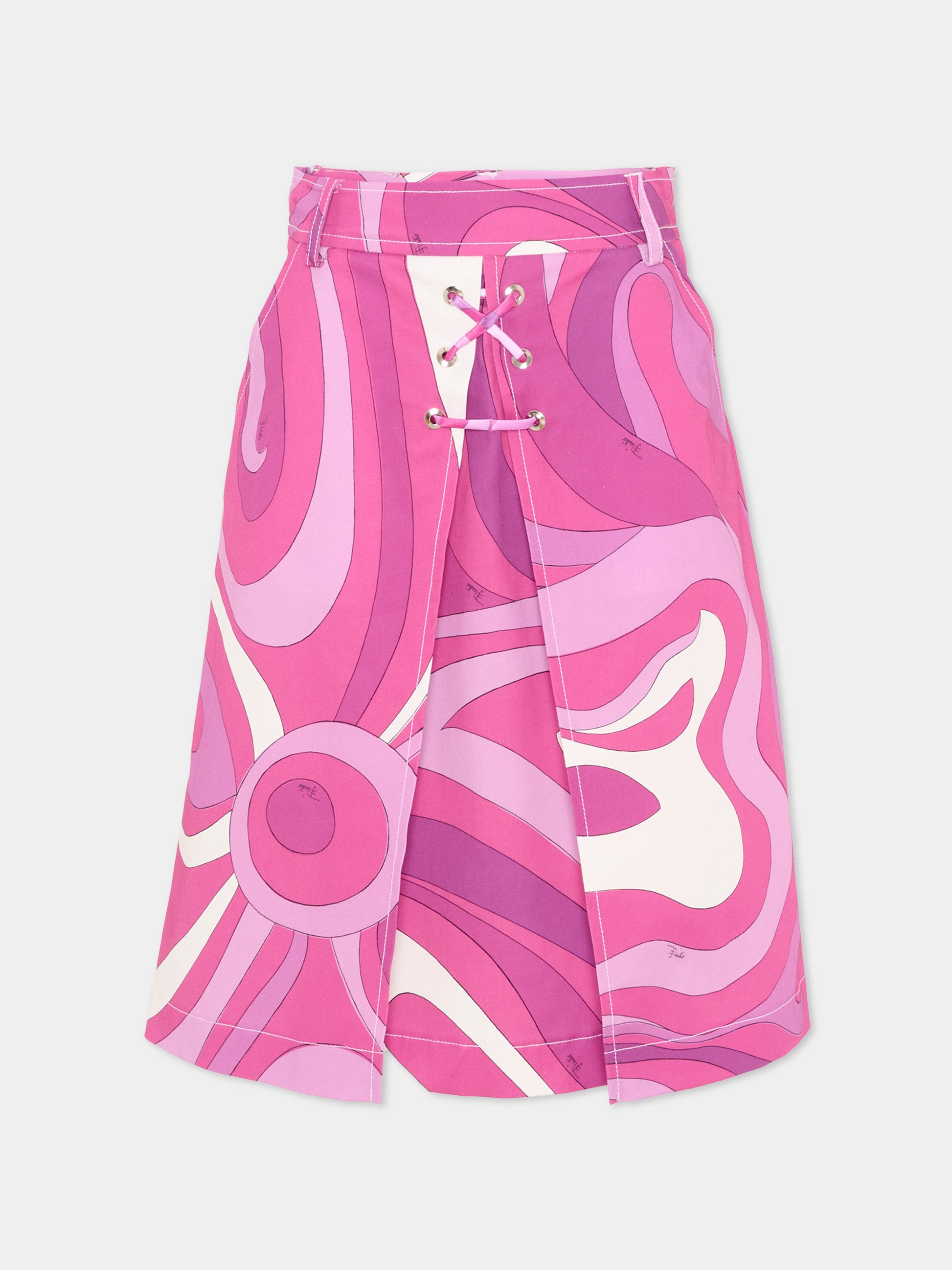 Gonna viola per bambina con patch logo,Emilio Pucci Junior,PY7B14-G0206 570BC