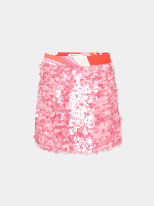 Gonna rosa per bambina con paillettes,Emilio Pucci Junior,PY7B31-U0278 511