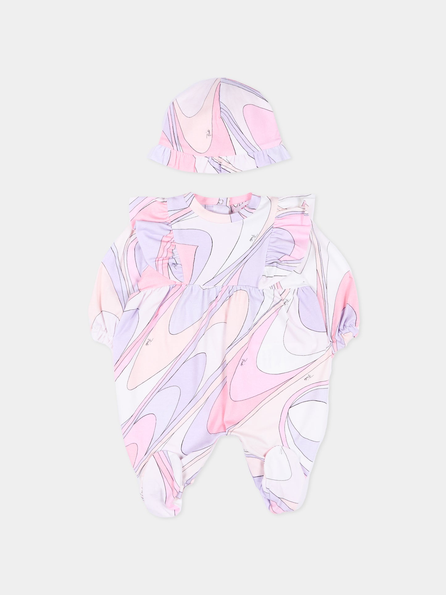 Set tutina lilla per neonata stampa marmo,Emilio Pucci Junior,PYB000-Z3688 508LI