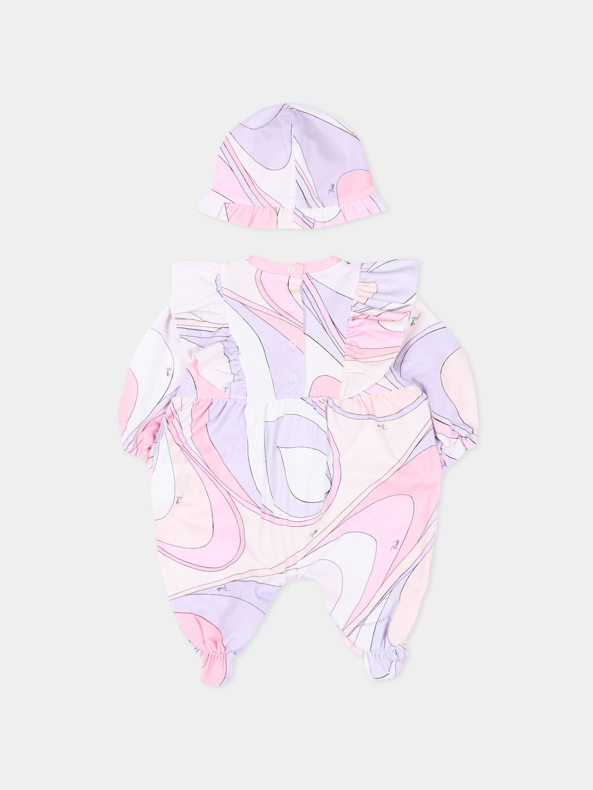 Set tutina lilla per neonata stampa marmo,Emilio Pucci Junior,PYB000-Z3688 508LI